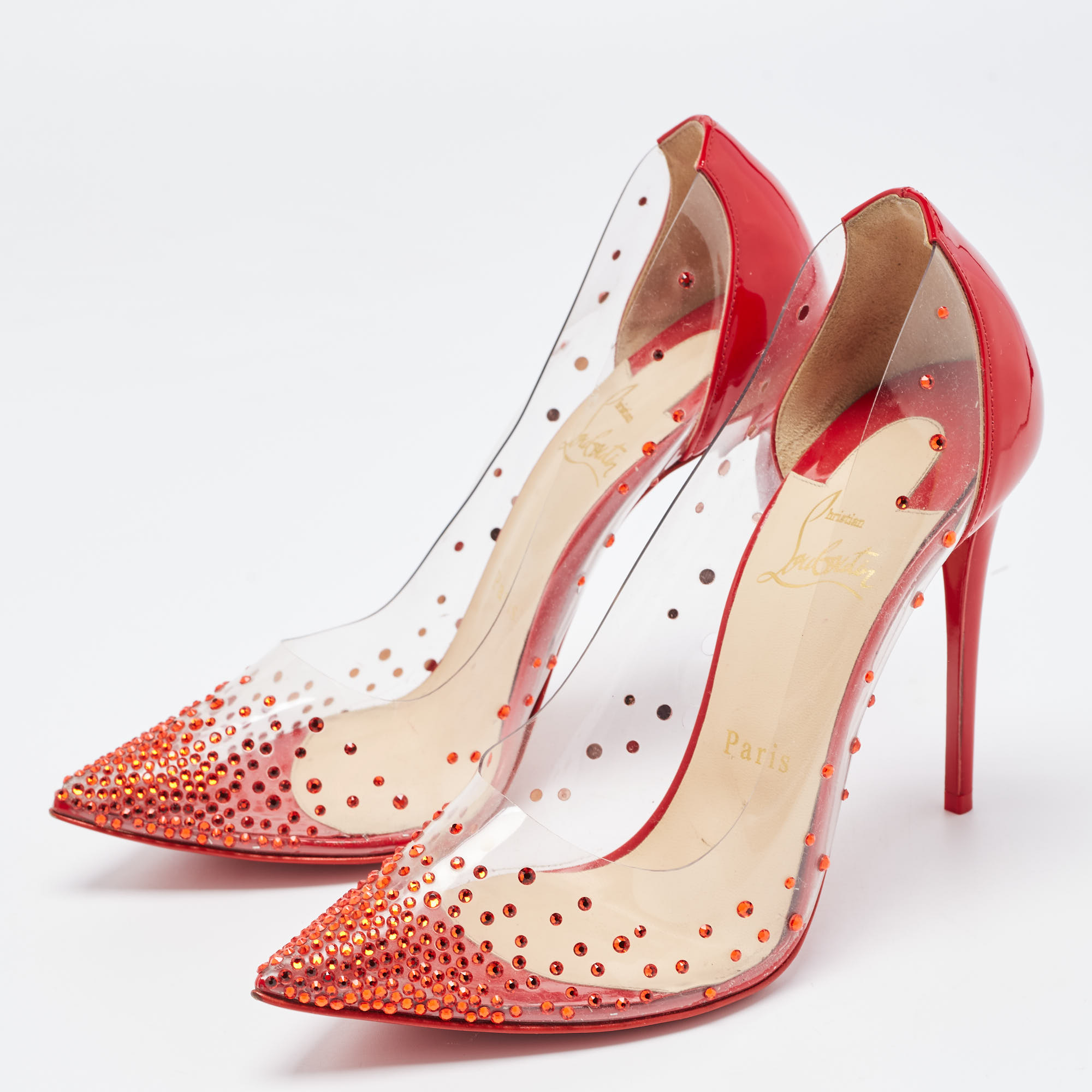 

Christian Louboutin Red Patent Leather and PVC Degrastrass Pumps Size