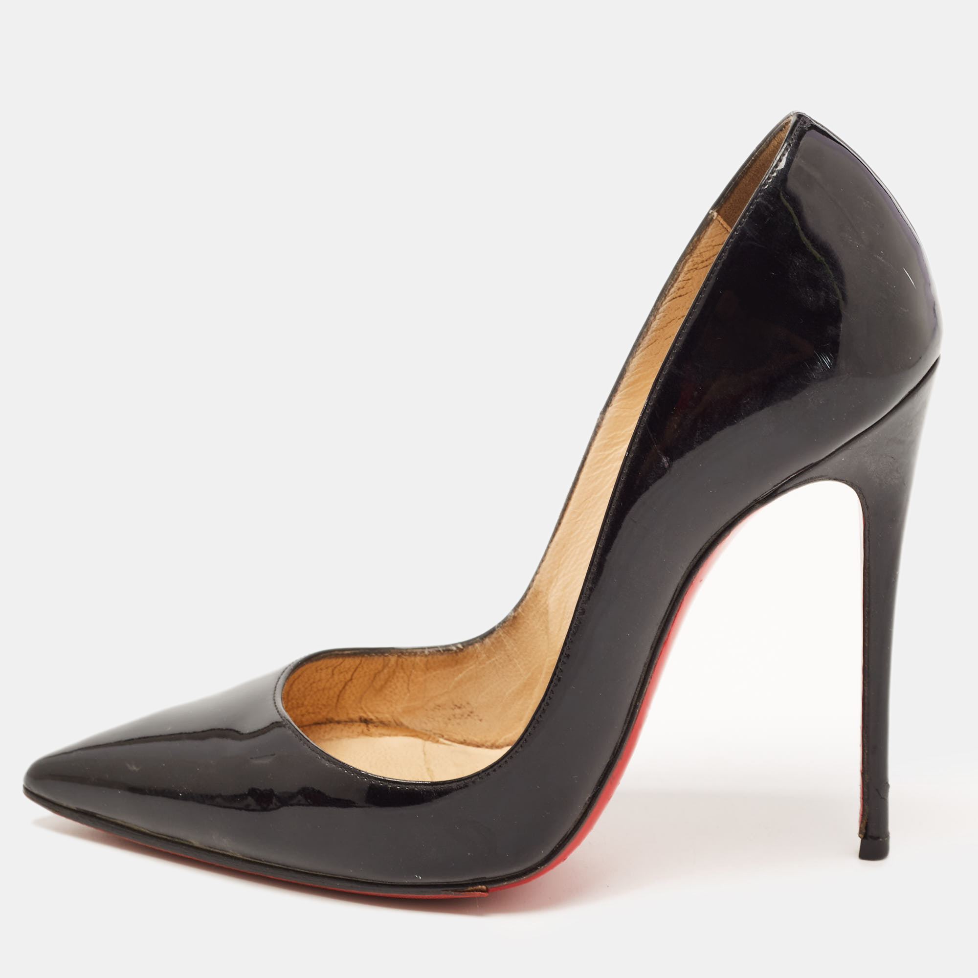 Pre-owned Christian Louboutin Black Patent Leather So Kate Pumps Size 36