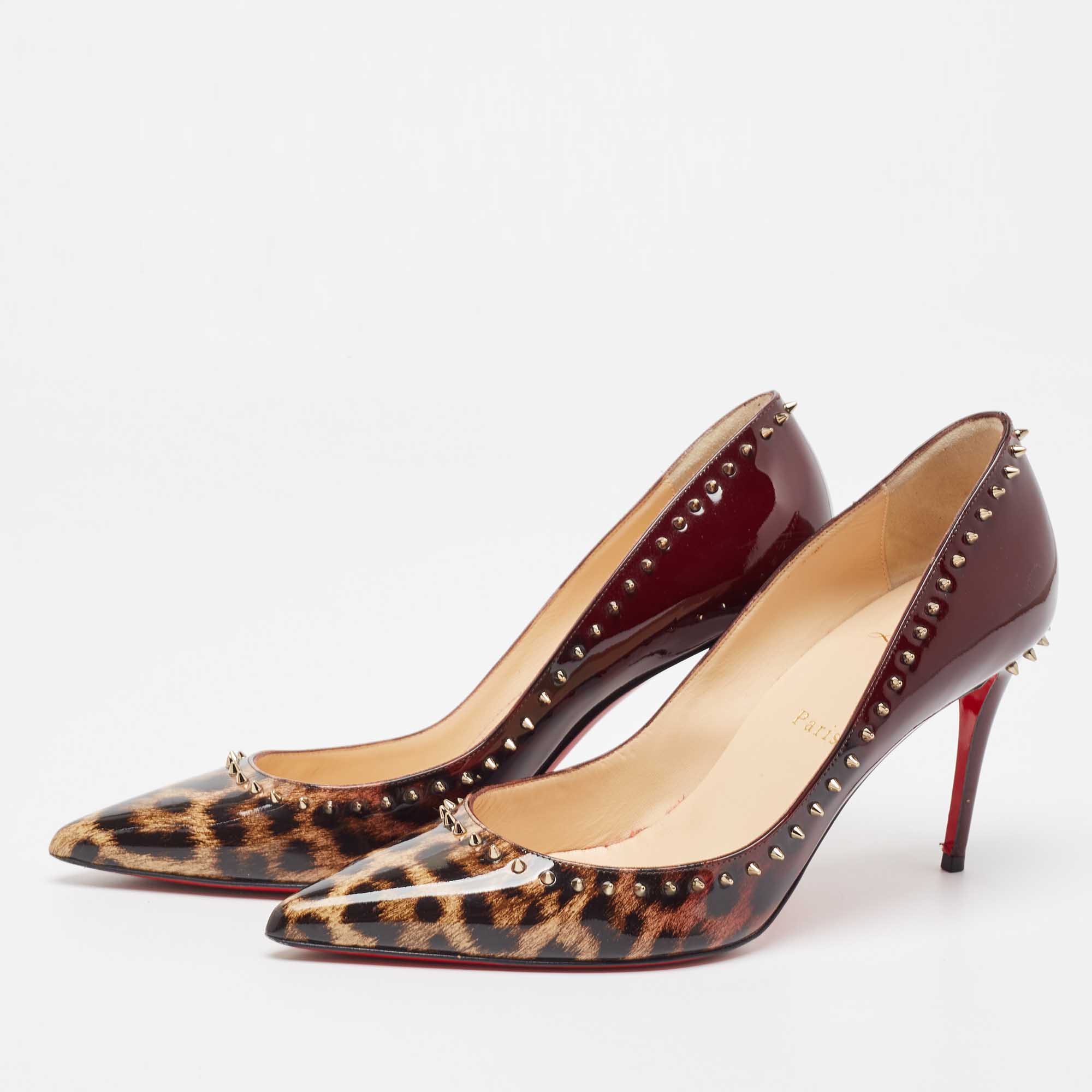 

Christian Louboutin Tricolor Ombre Leopard Print Patent Leather Anjalina Pumps Size, Brown