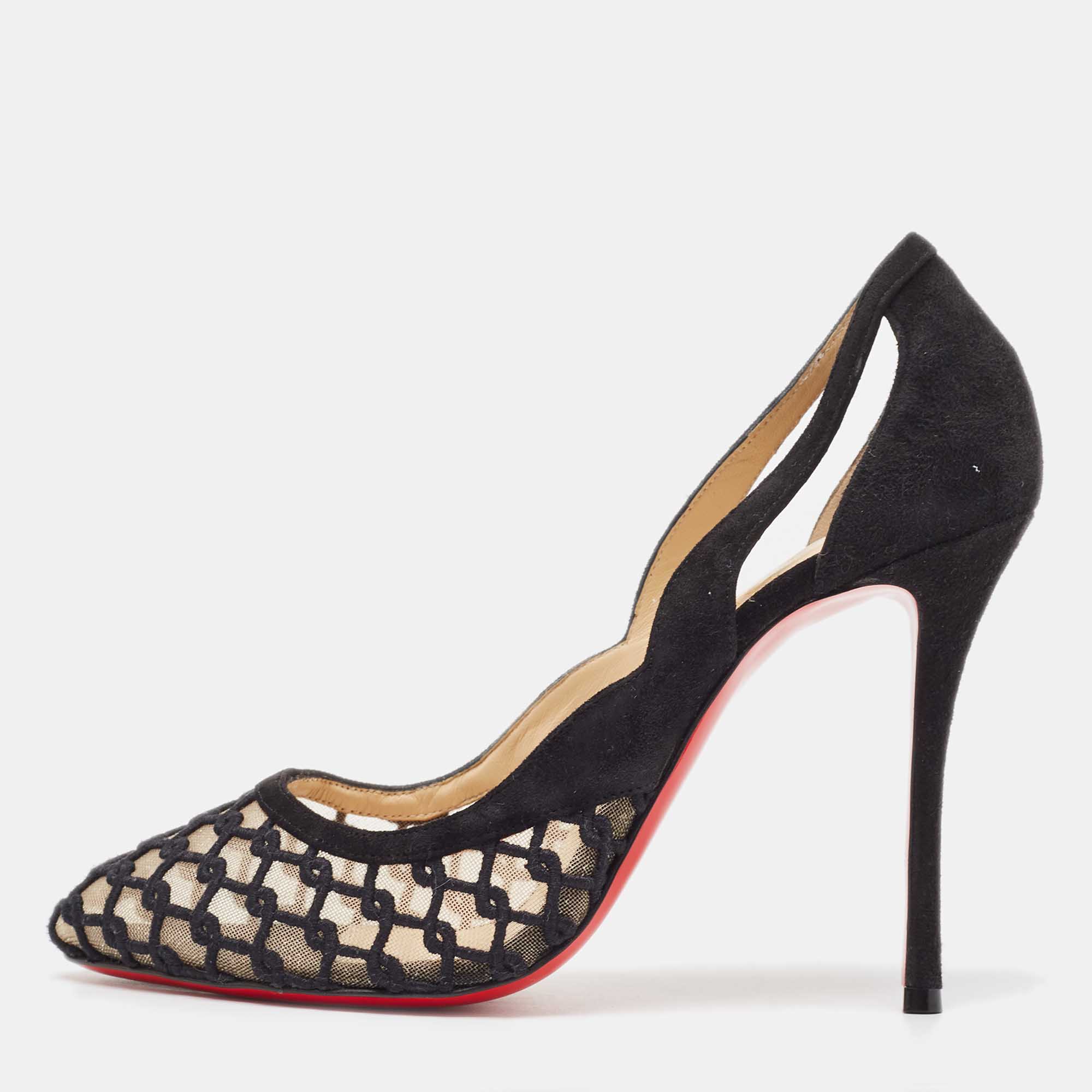 

Christian Louboutin Black Suede and Mesh K Racas Pumps Size