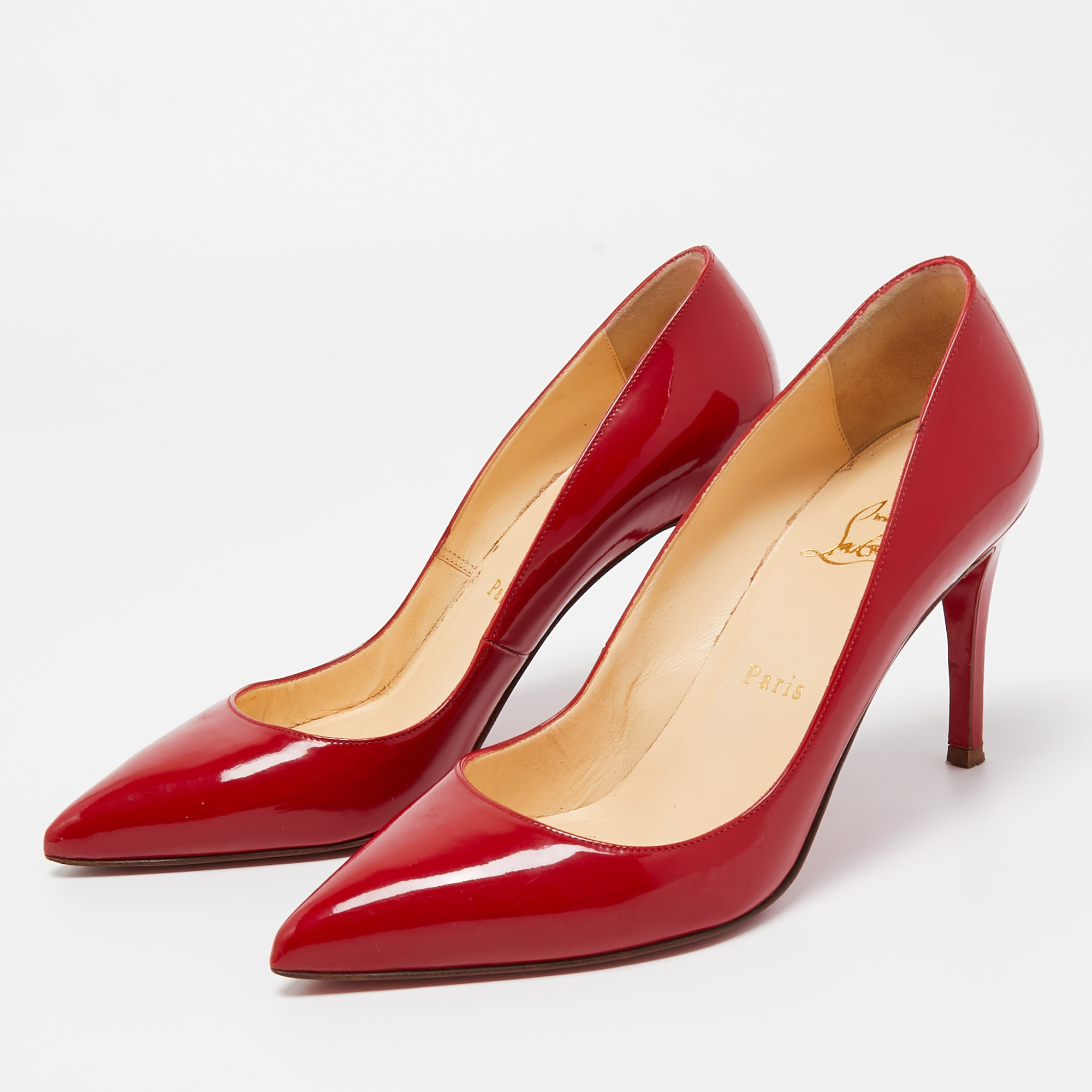 

Christian Louboutin Red Patent Leather Pigalle Pointed Toe Pumps Size
