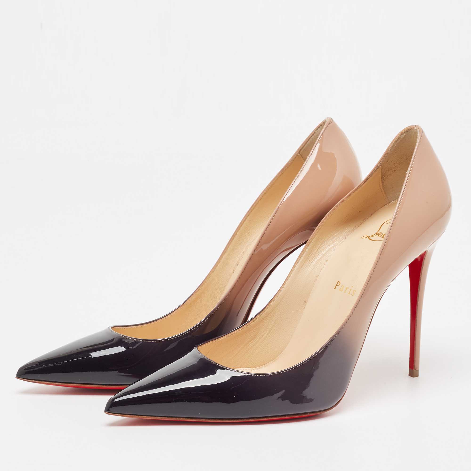 

Christian Louboutin Beige/Black Patent Kate Pumps Size