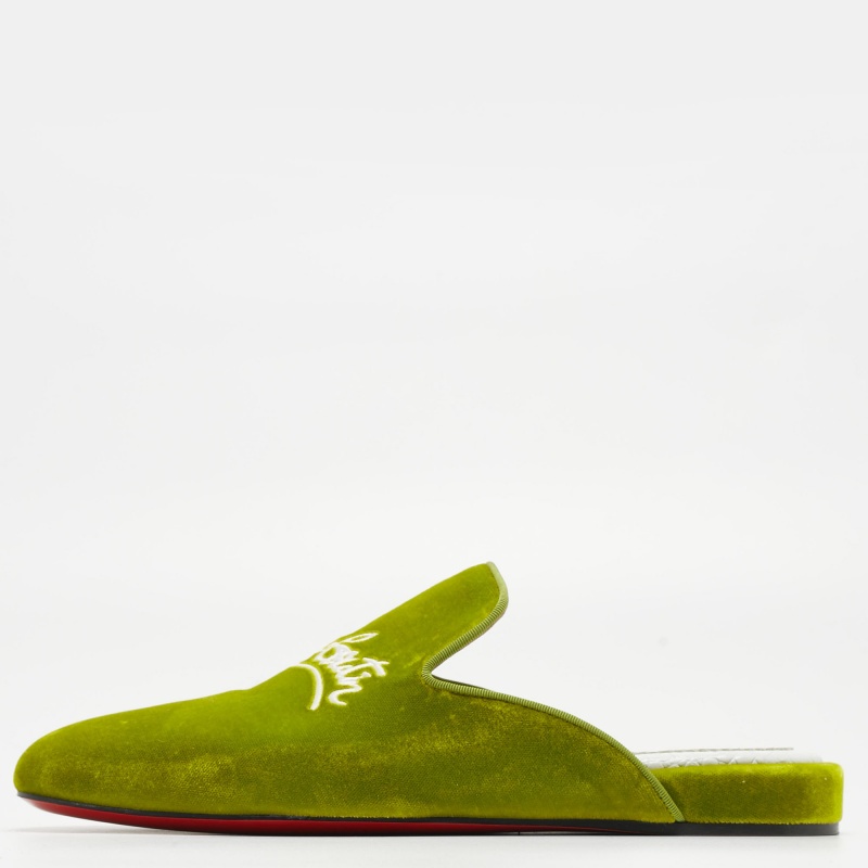 Pre-owned Christian Louboutin Green Velvet Coolito Mules Size 40