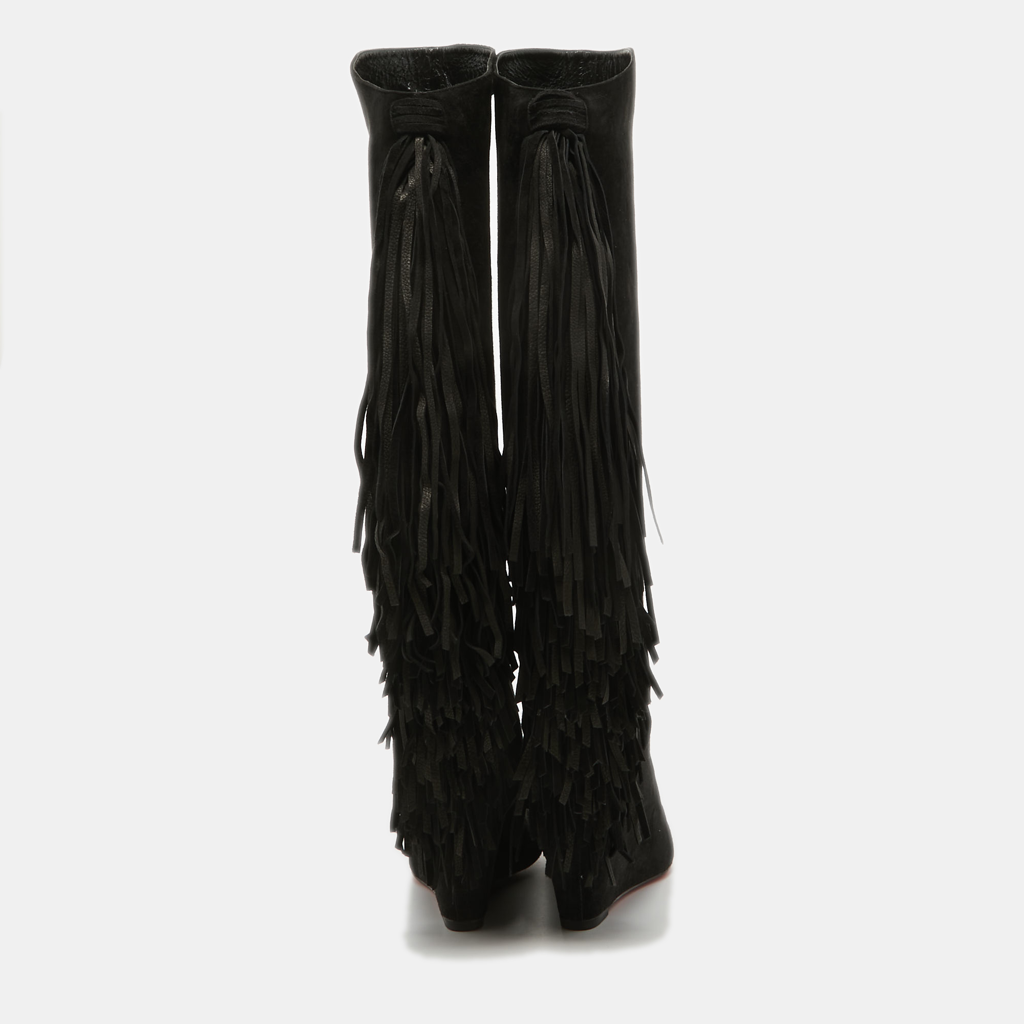 Christian Louboutin Black Suede Knee Length Boots Size 36 