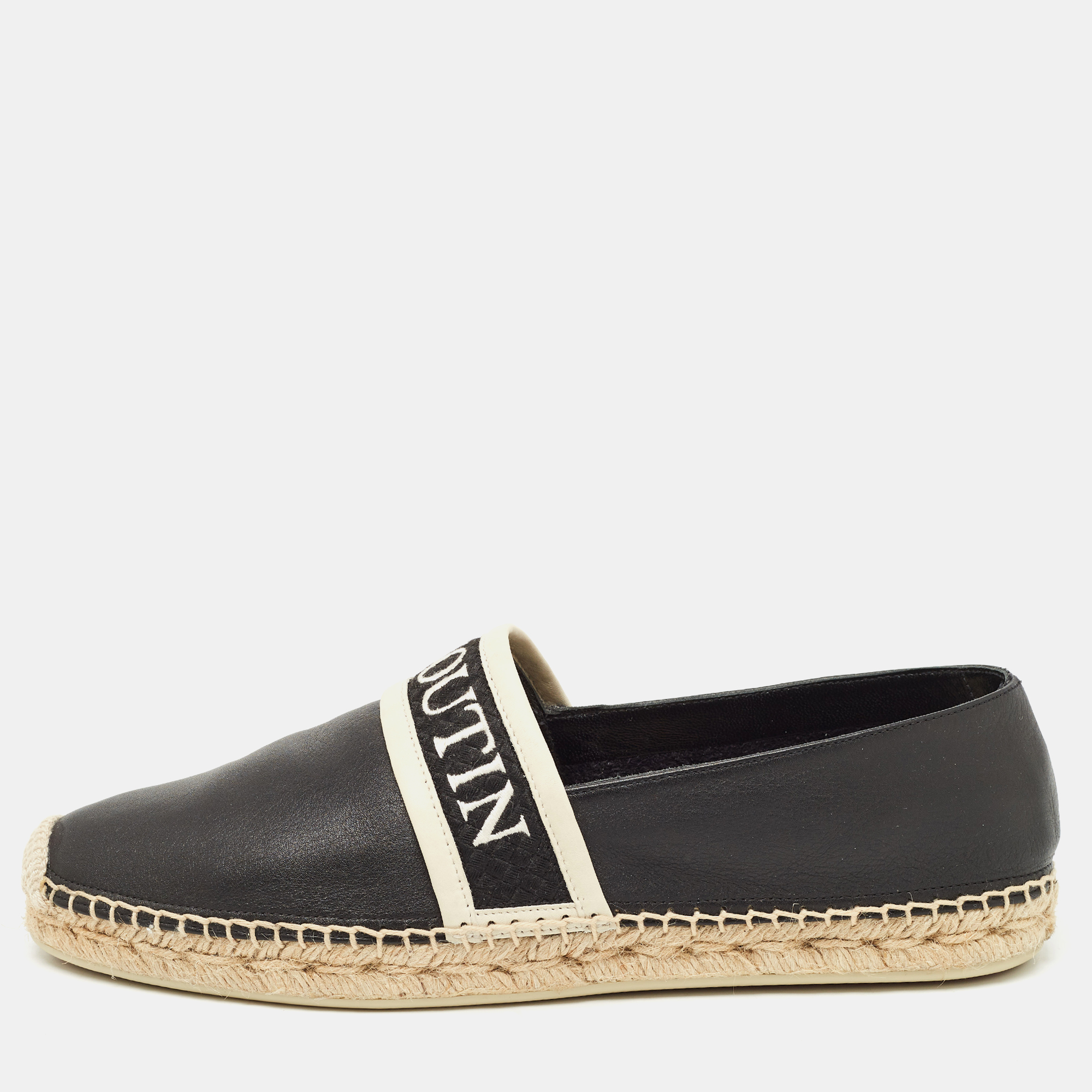 

Christian Louboutin Black Leather Nanoletta Espadrille Flats Size