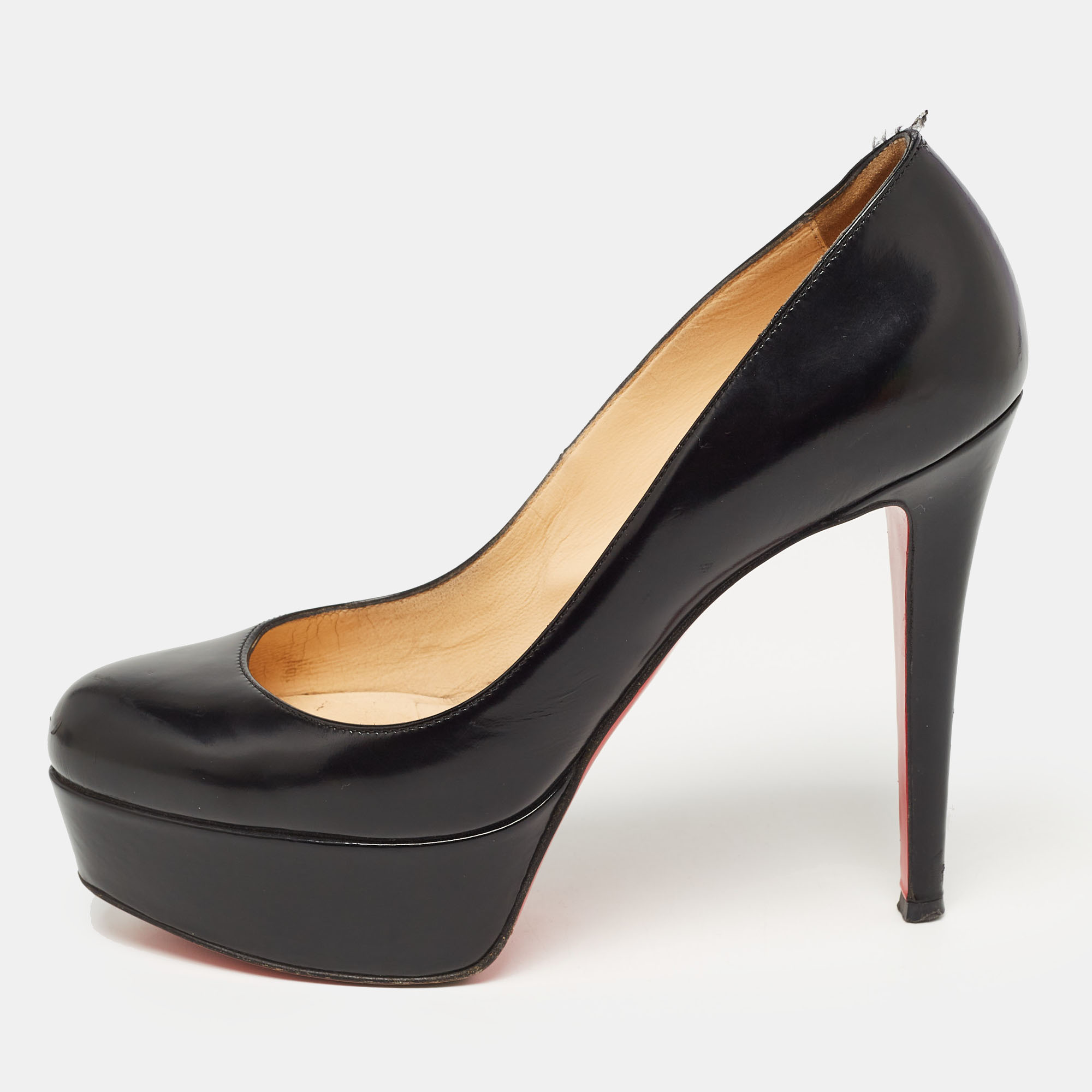 Pre-owned Christian Louboutin Black Leather Bianca Pumps Size 36