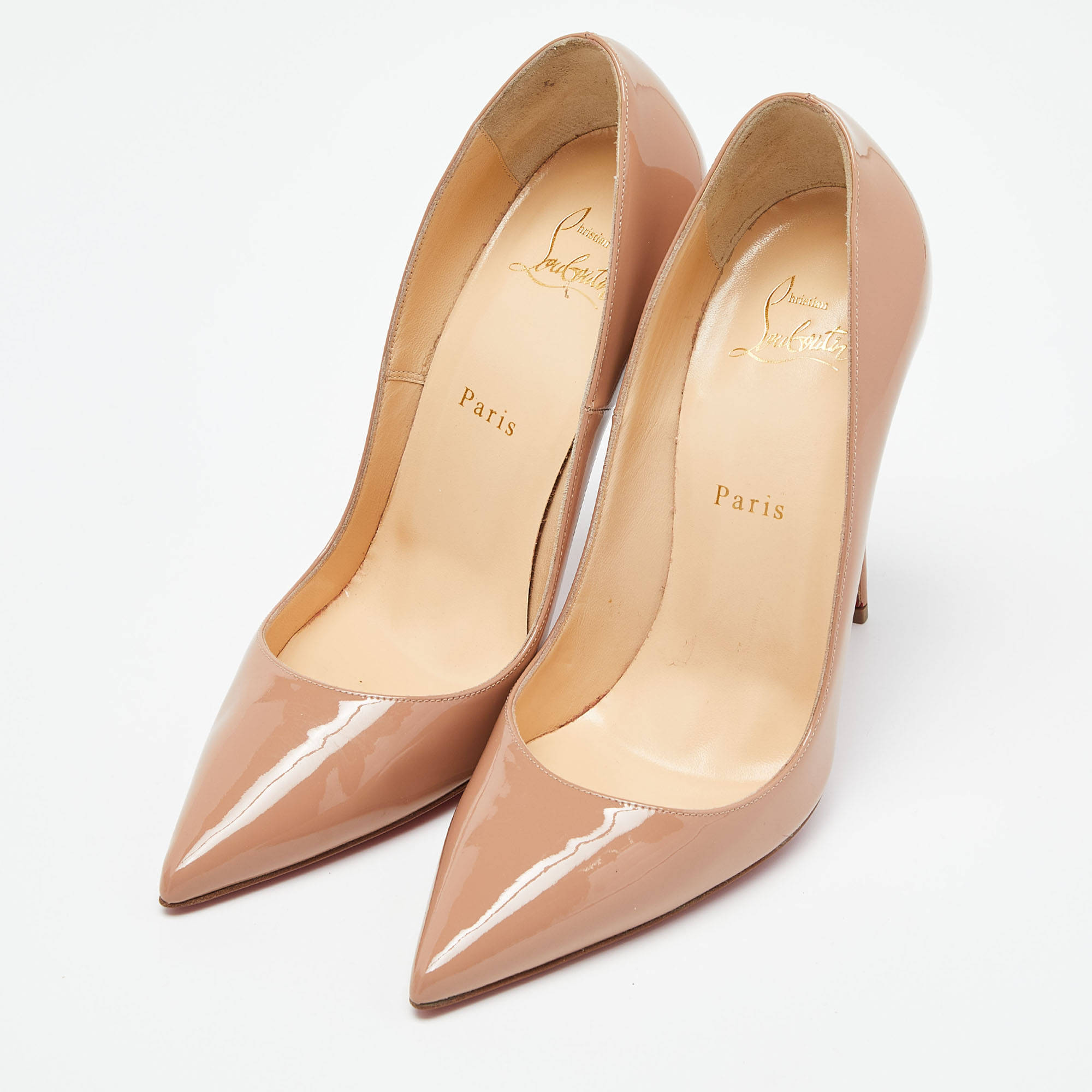 

Christian Louboutin Beige Patent Leather So Kate Pumps Size