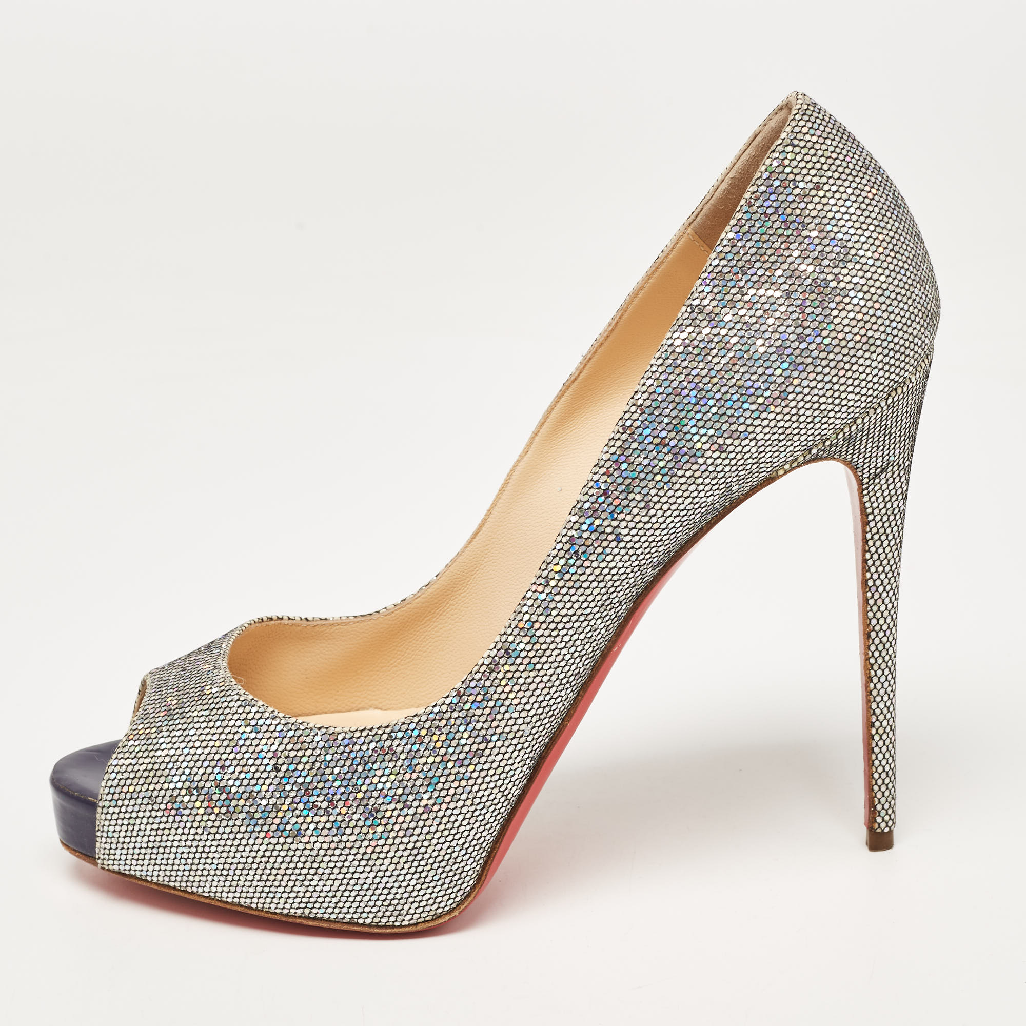 Pre-owned Christian Louboutin Metallic Glitter Fabric Disco Ball New Very Prive Pumps Size 38