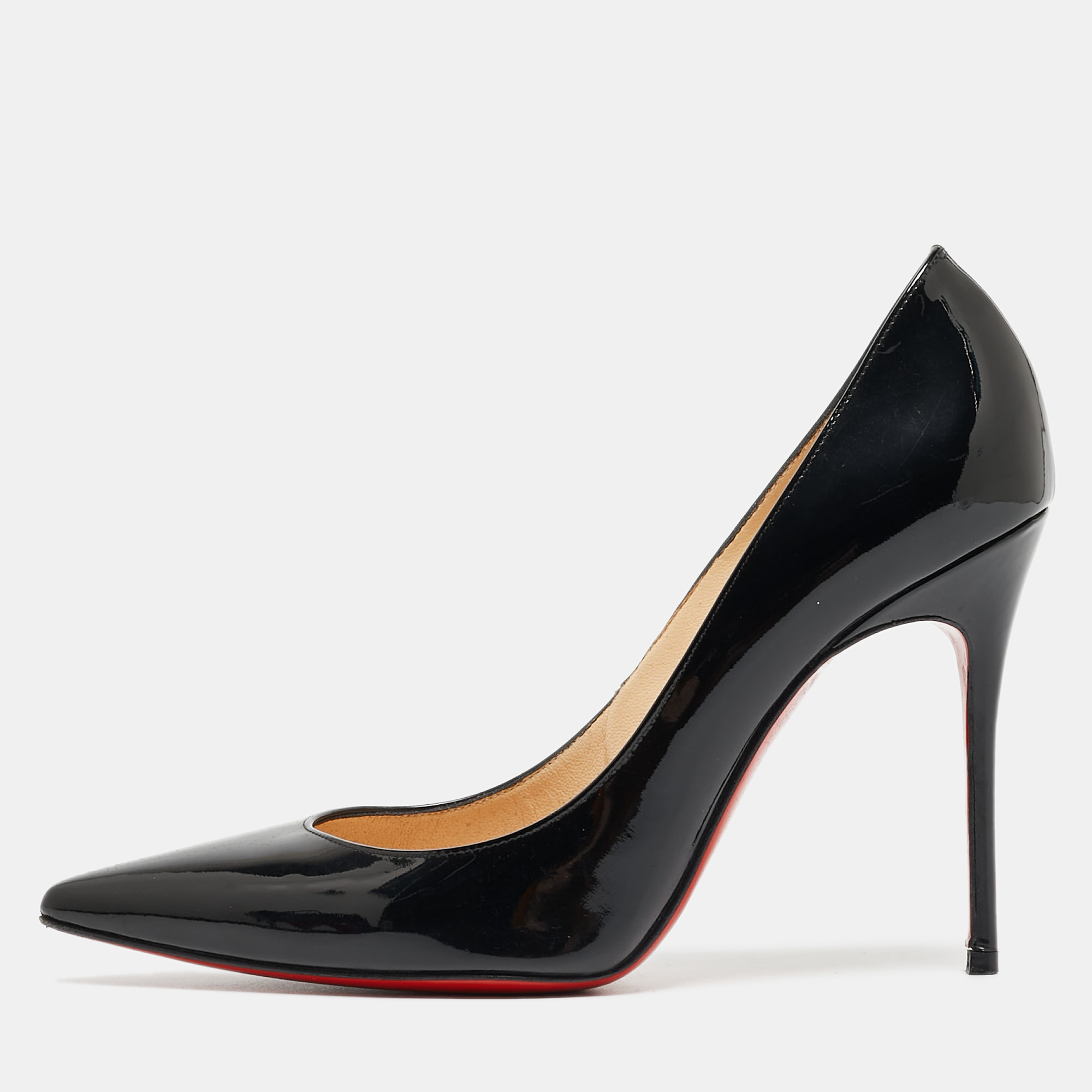 Pre-owned Christian Louboutin Black Patent Pigalle Pumps Size 37