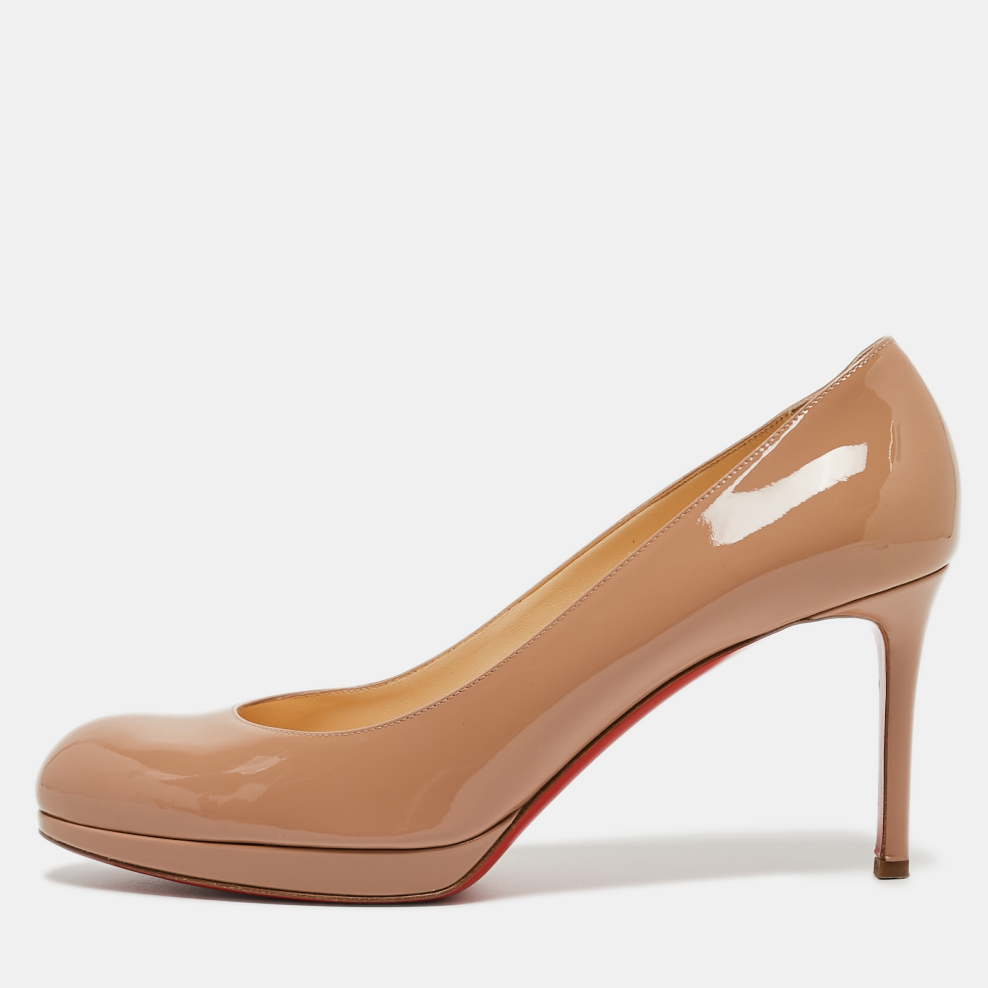 Pre-owned Christian Louboutin Beige Patent Leather New Simple Pumps Size 42