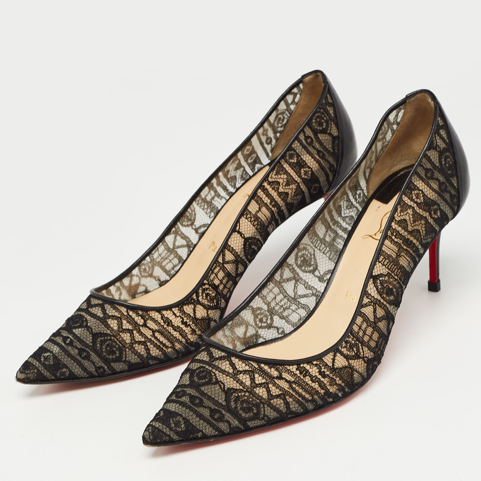 

Christian Louboutin Black Mesh and Leather Dorissima Pumps Size
