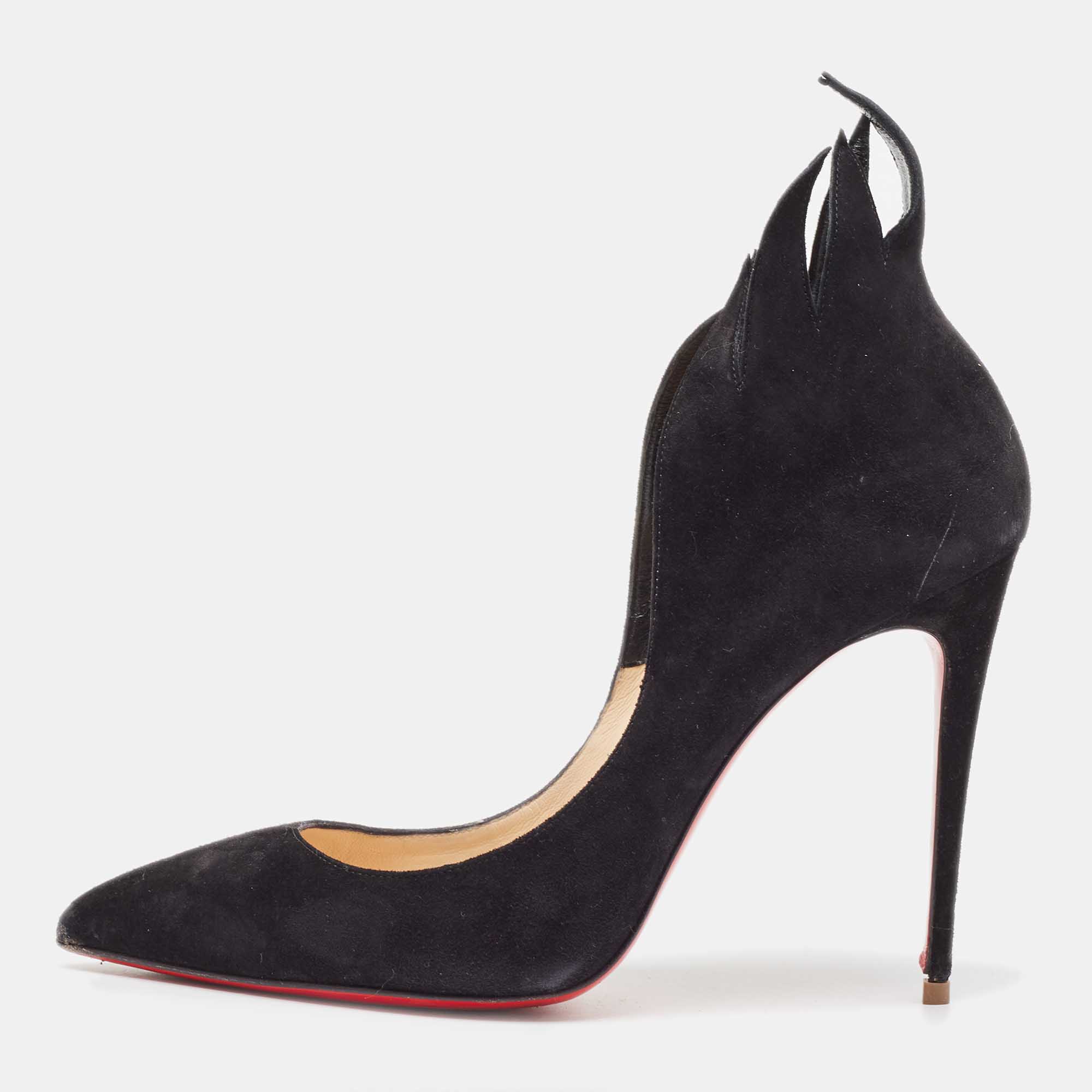 Pre-owned Christian Louboutin Black Suede Victorina Pumps Size 37.5