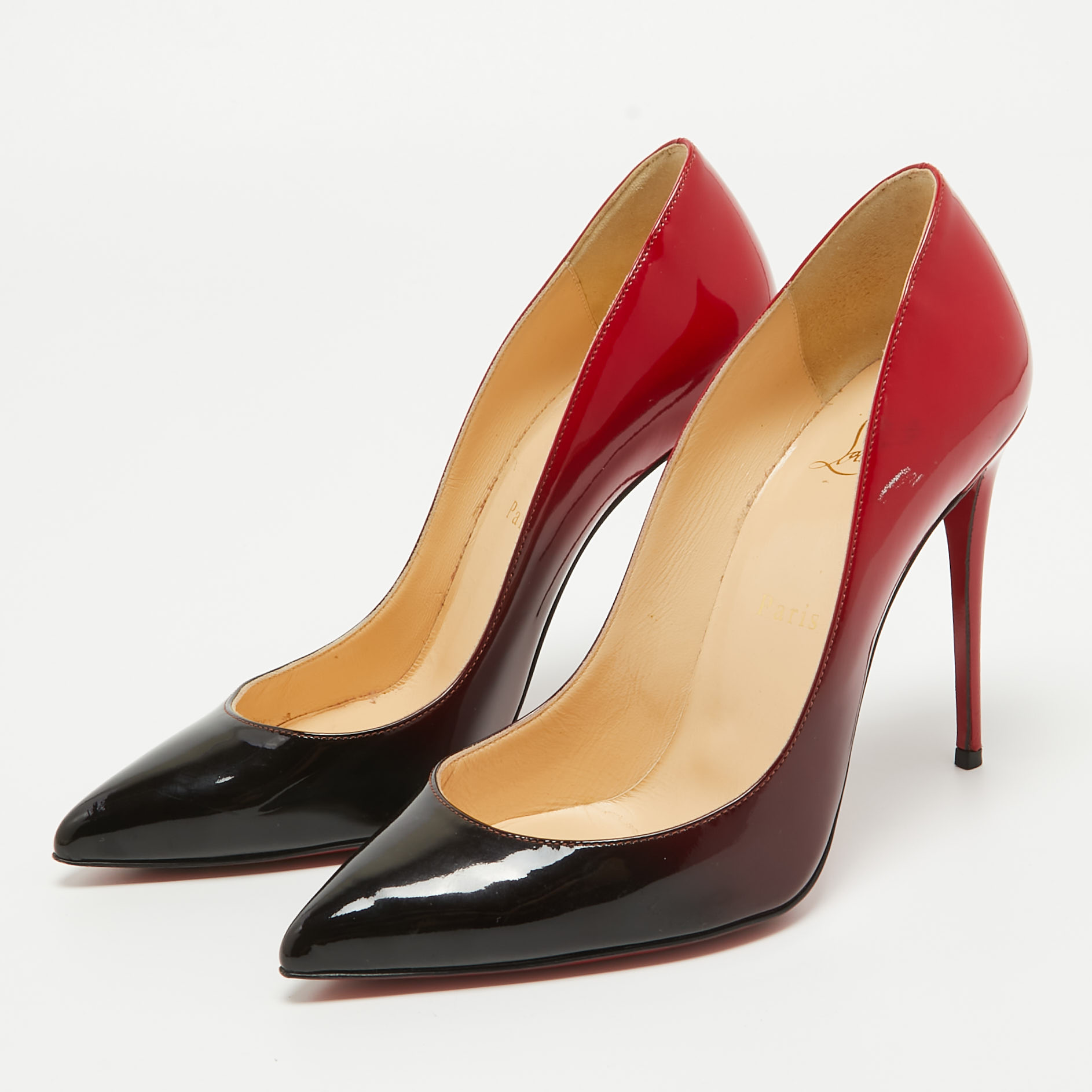 

Christian Louboutin Black/Red Ombre Patent Leather Pigalle Follies Pumps Size