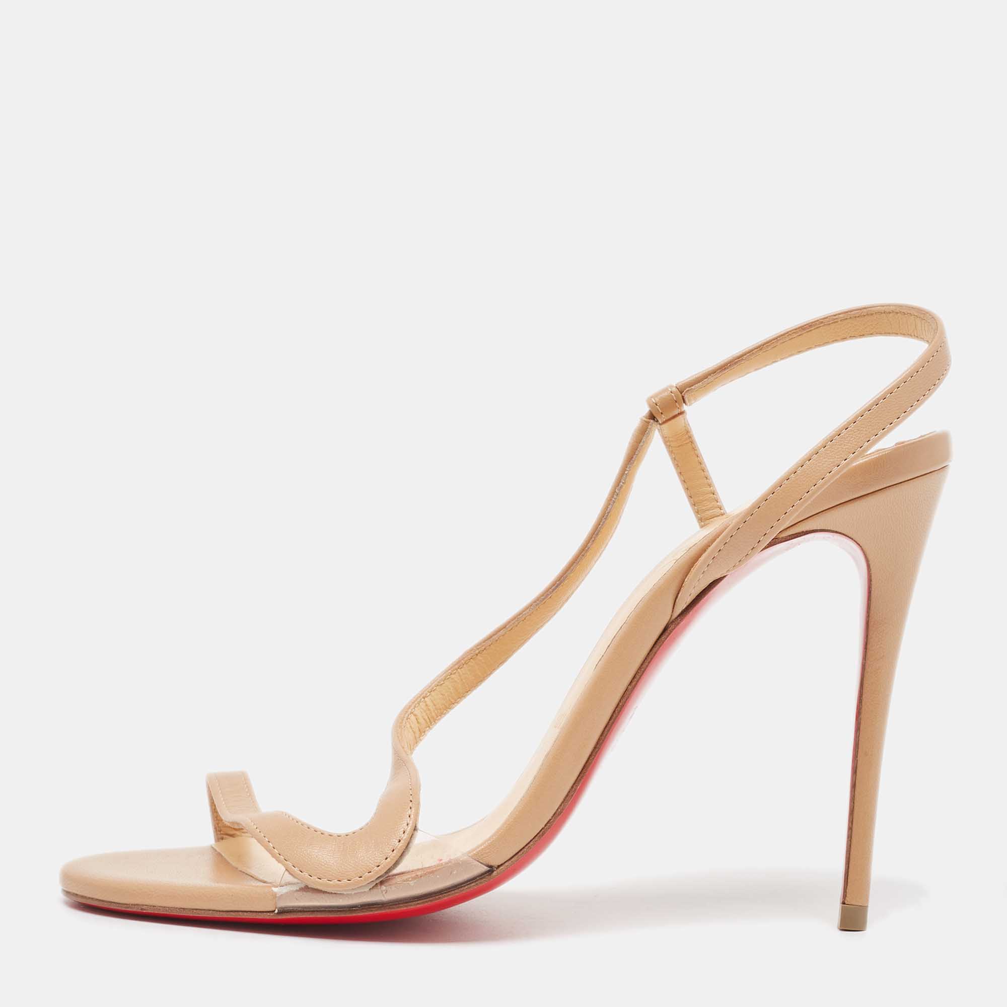 

Christian Louboutin Beige PVC and Leather Rosalie Sandals Size