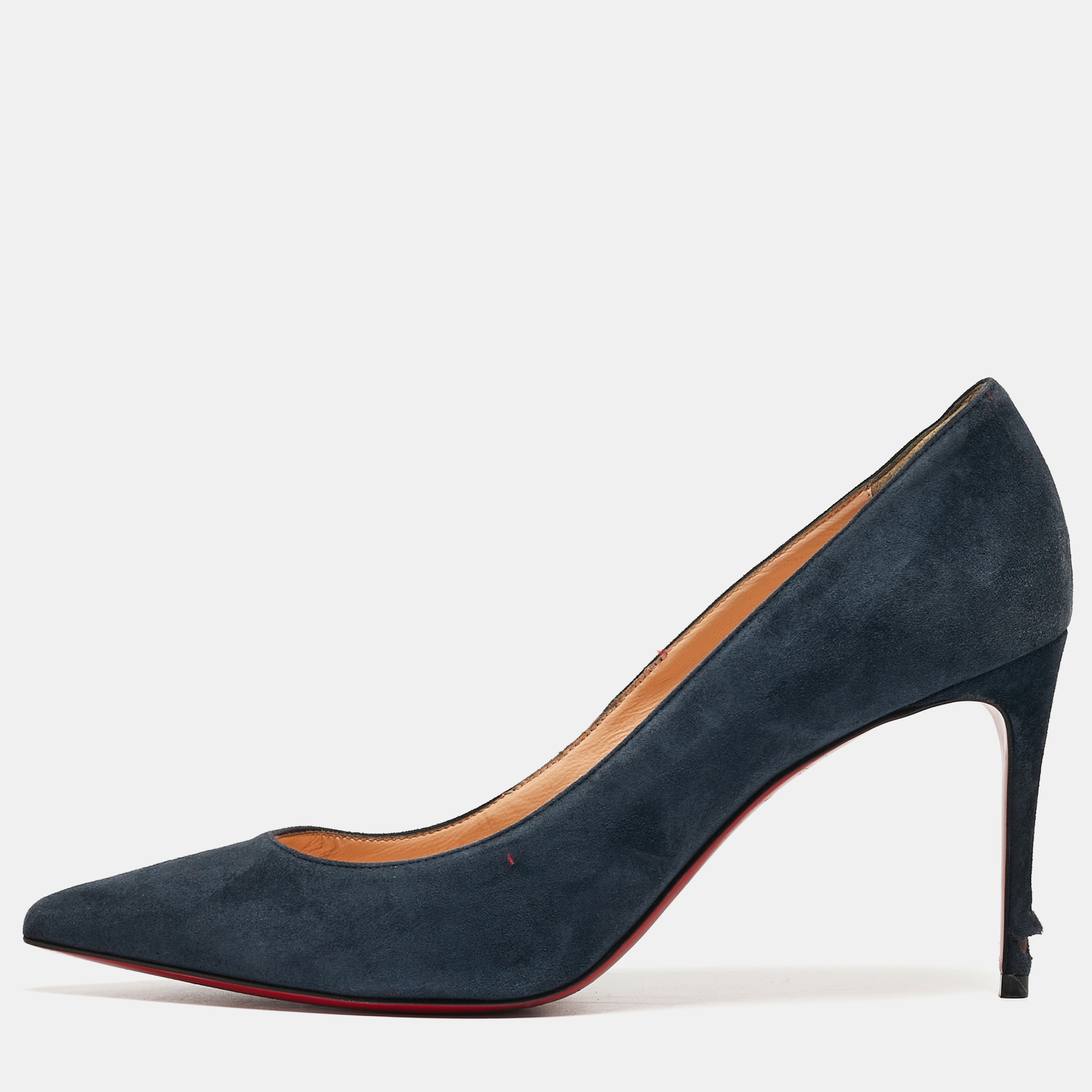 Pre-owned Christian Louboutin Navy Blue Suede Kate Pumps Size 38.5