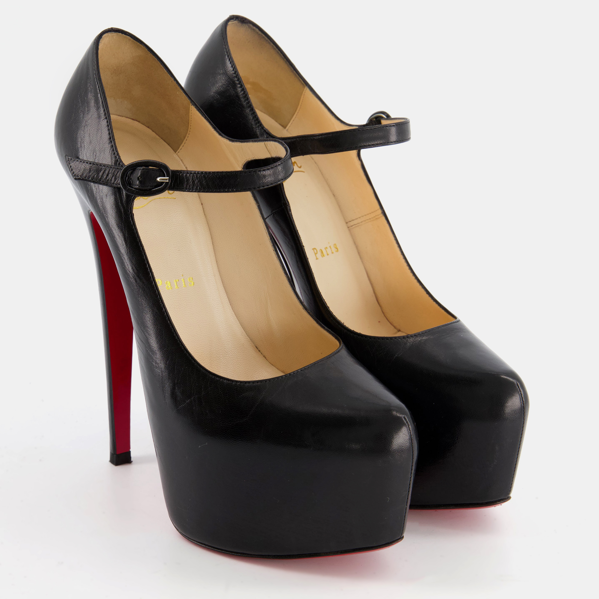 

Christian Louboutin Black Leather Platform High-Heel Size EU