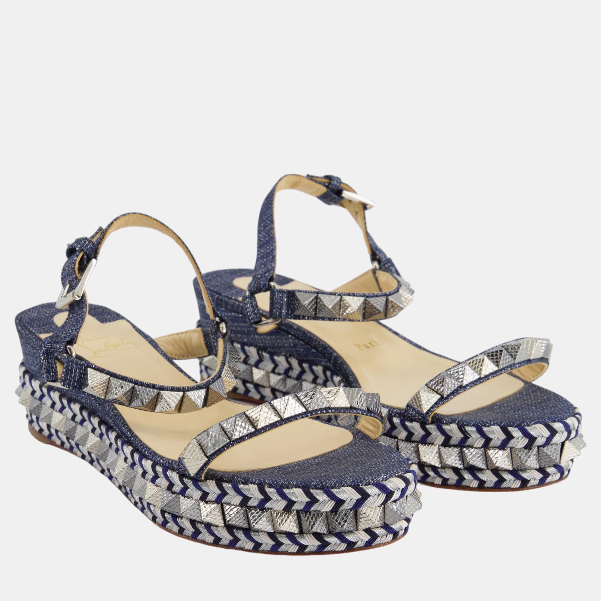 

Christian Louboutin Navy Stud Platform Sandal Size EU, Navy blue