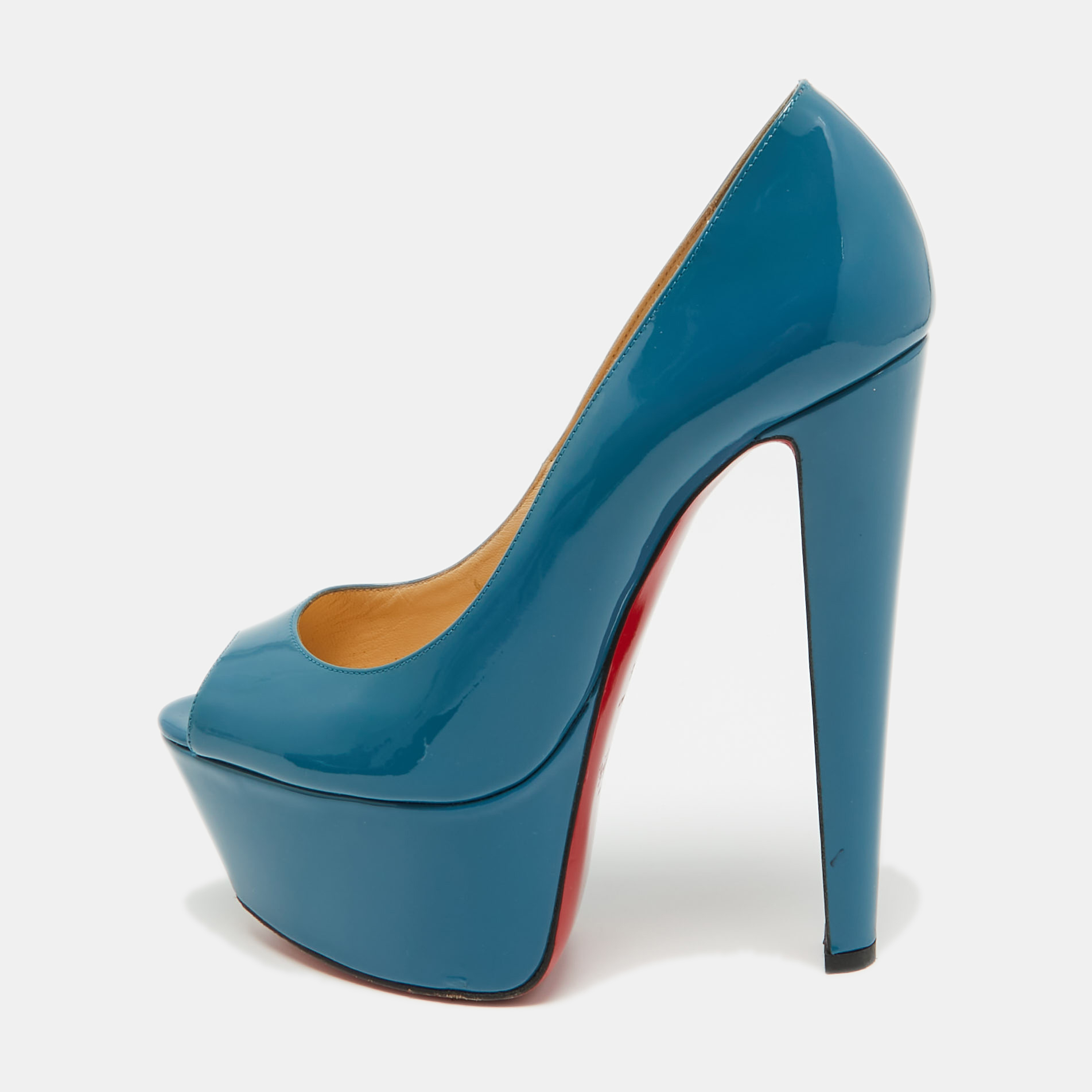Pre-owned Christian Louboutin Blue Patent Leather Altareva Pumps Size 38.5