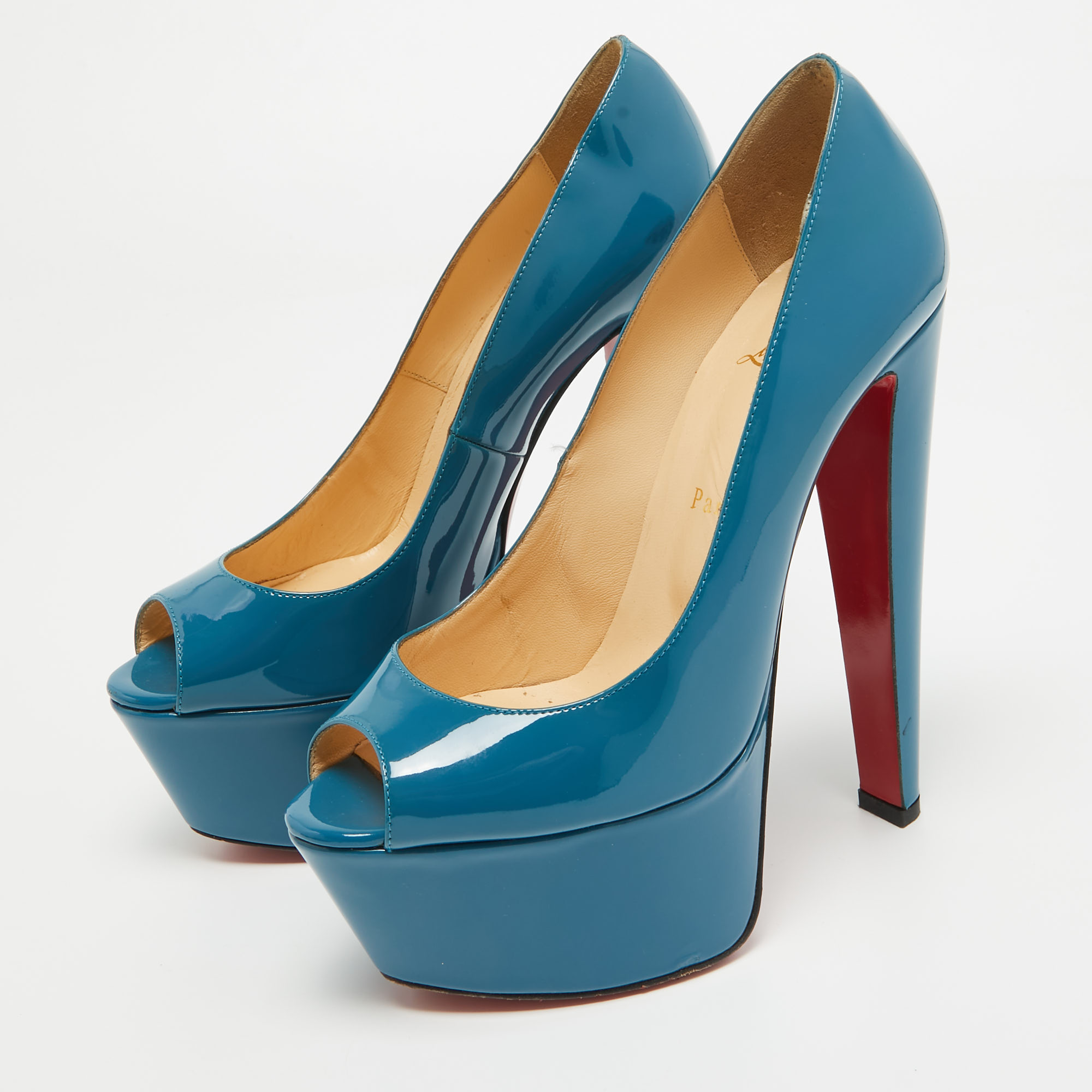 Christian Louboutin Blue Patent Leather Altareva Pumps Size 38.5 
