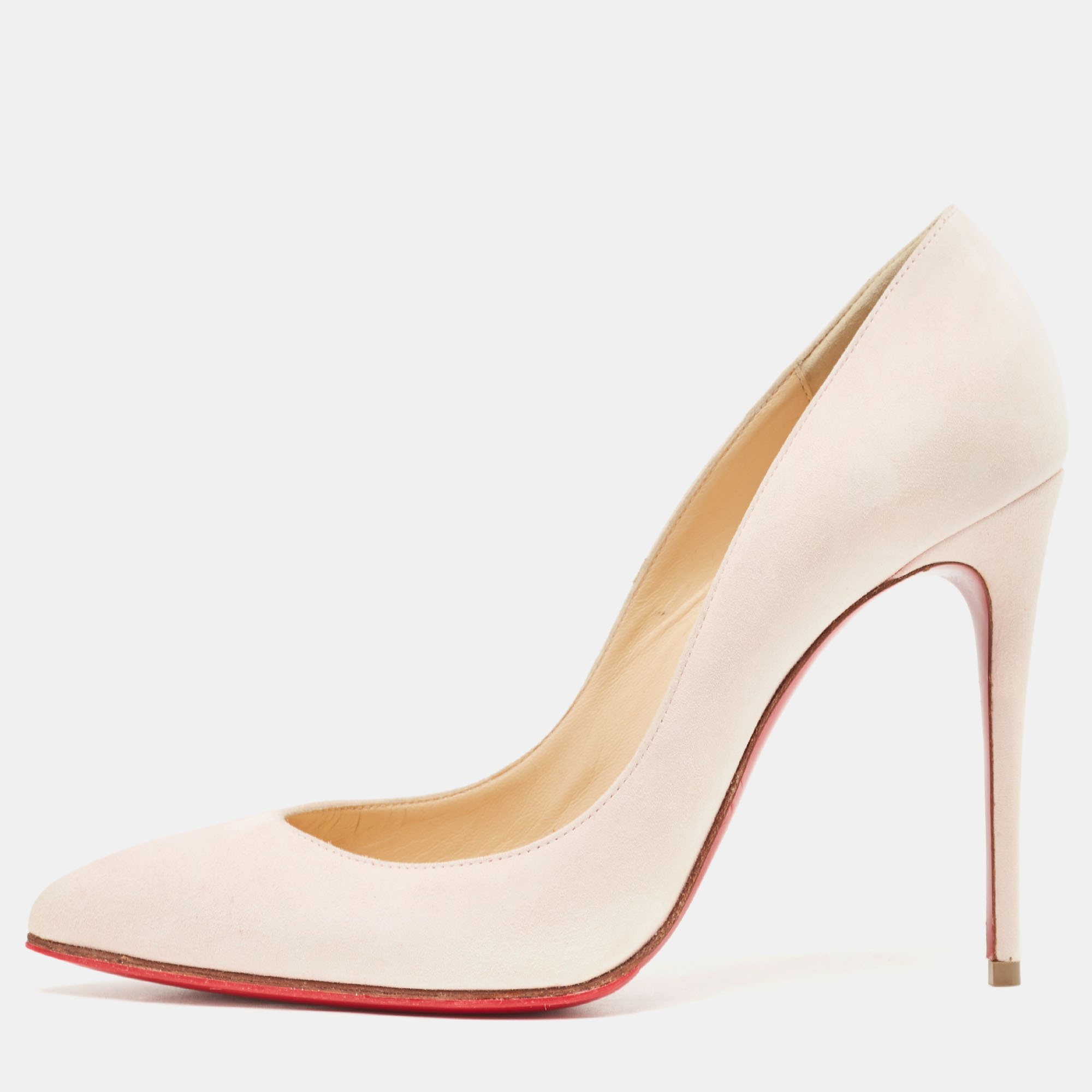 Pre-owned Christian Louboutin Light Pink Suede Pigalle Follies Pumps Size 38