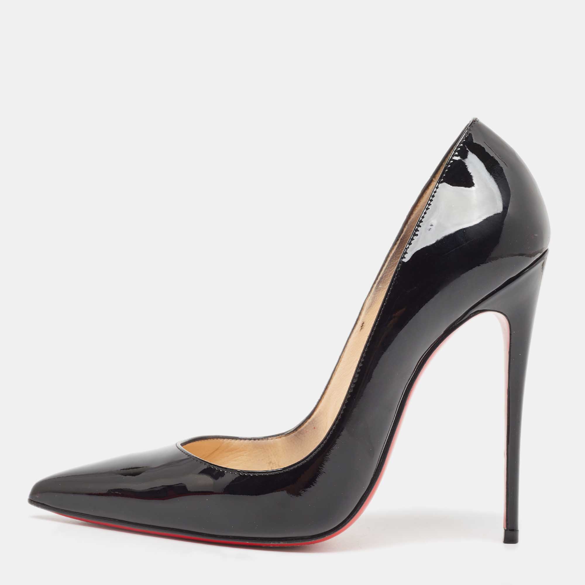 Pre-owned Christian Louboutin Black Patent Leather So Kate Pumps Size 38