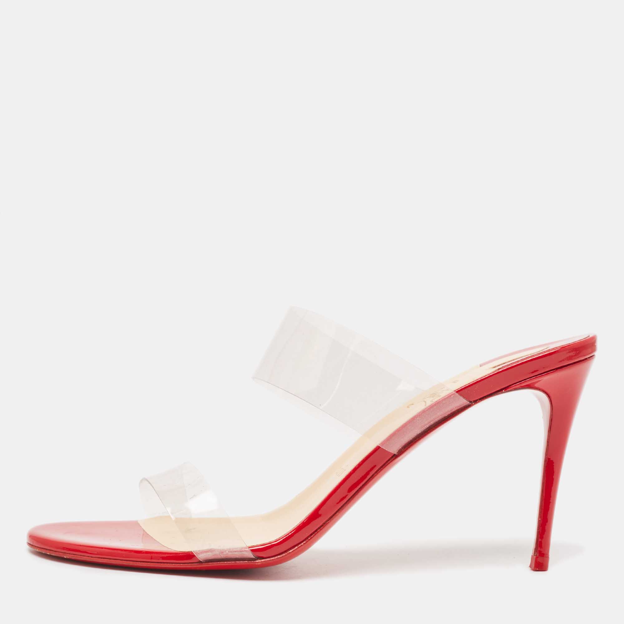 Pre-owned Christian Louboutin Transparent Pvc Just Nothing Slide Sandals Size 38.5