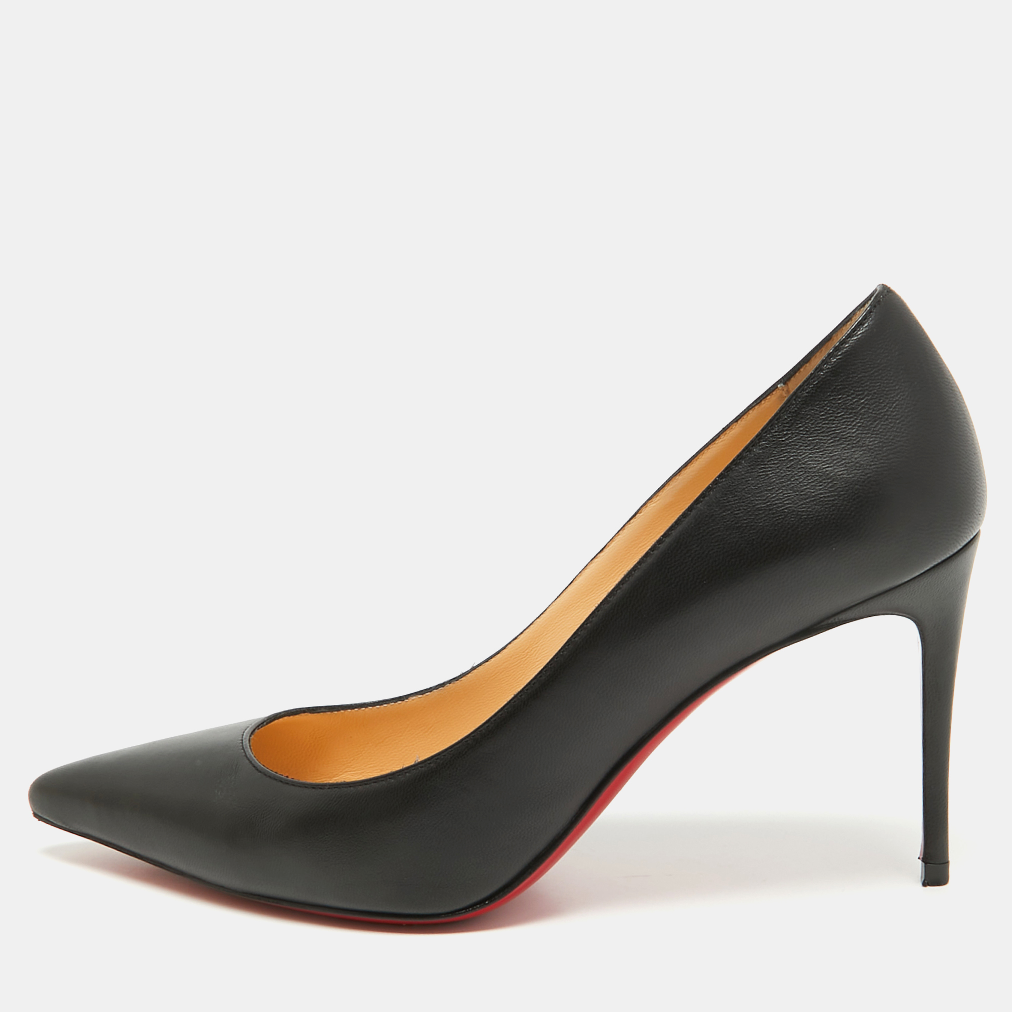 Pre-owned Christian Louboutin Black Leather Kate Pumps Size 38