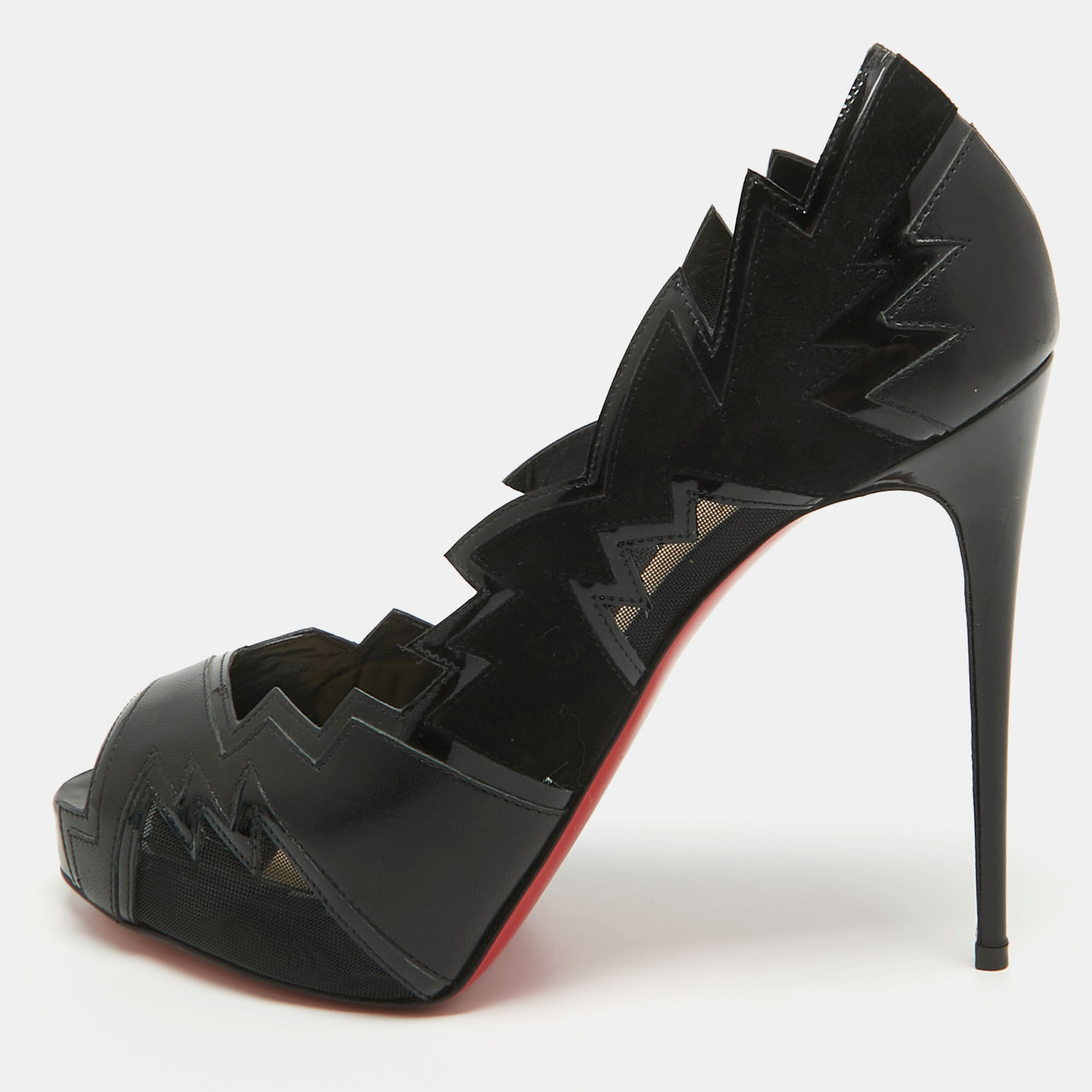 Pre-owned Christian Louboutin Black Leather And Mesh Explozina Pumps Size 40