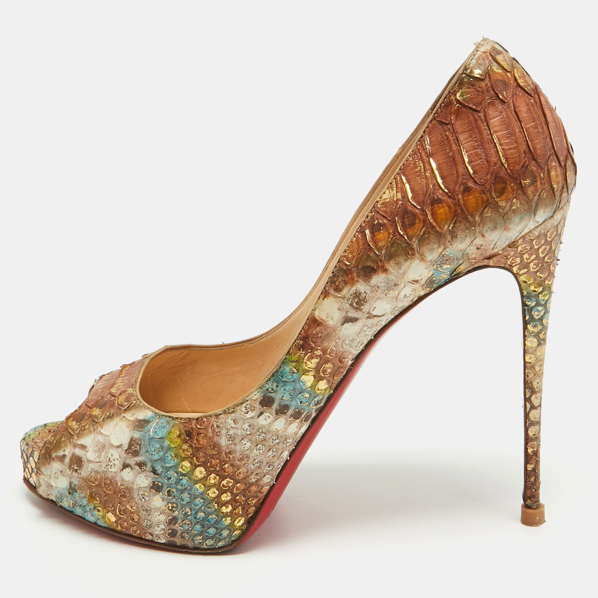 Pre-owned Christian Louboutin Multicolor Python New Very Prive Pumps Size 40.5