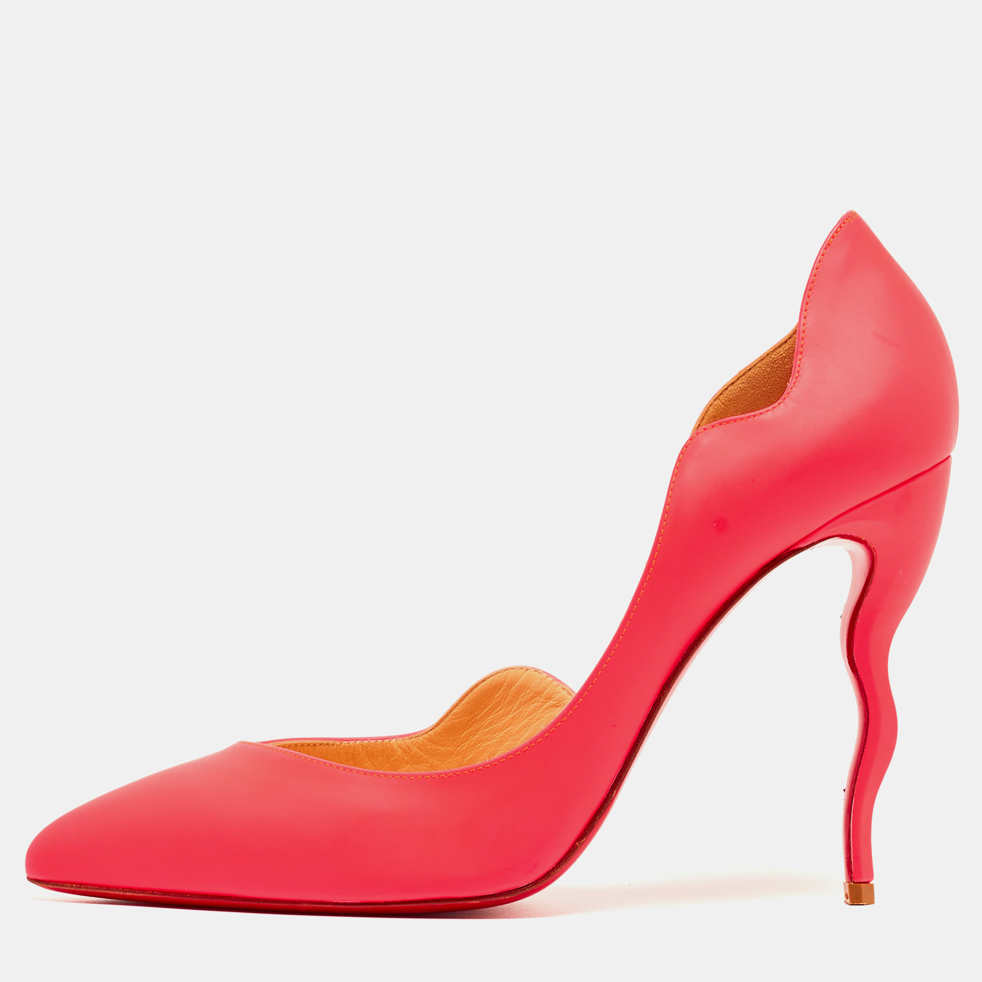 

Christian Louboutin Neon Pink Leather Dalida D'orsay Pumps Size