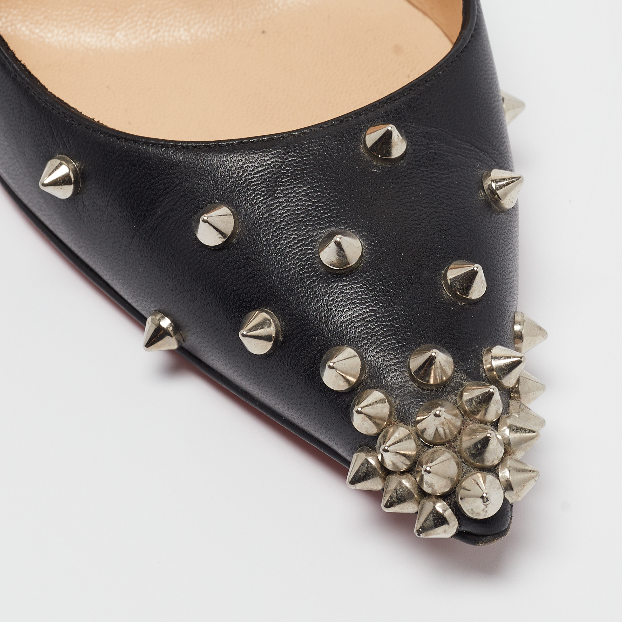 Christian Louboutin Black Leather Degraspike Pumps 38 