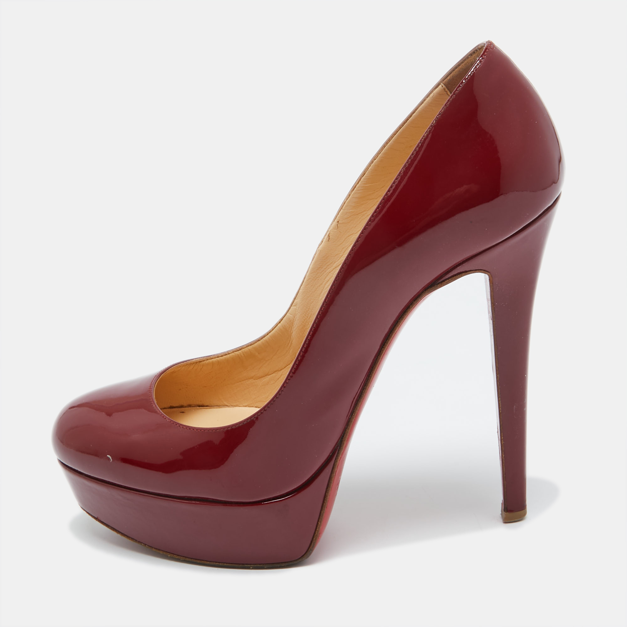 Christian Louboutin Dark Red Patent Leather Bianca Pumps Size 37