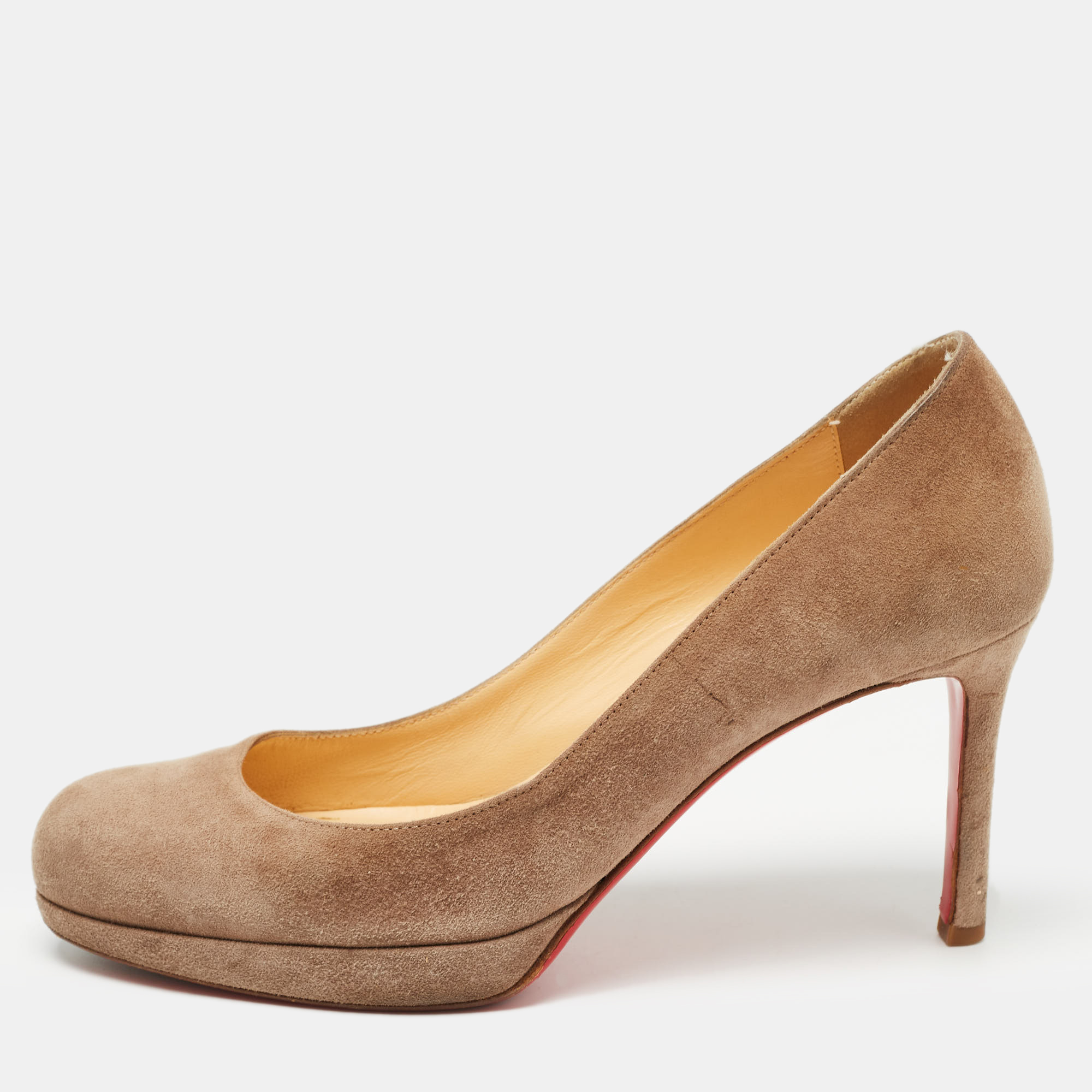 Pre-owned Christian Louboutin Beige Suede New Simple Pumps Size 35