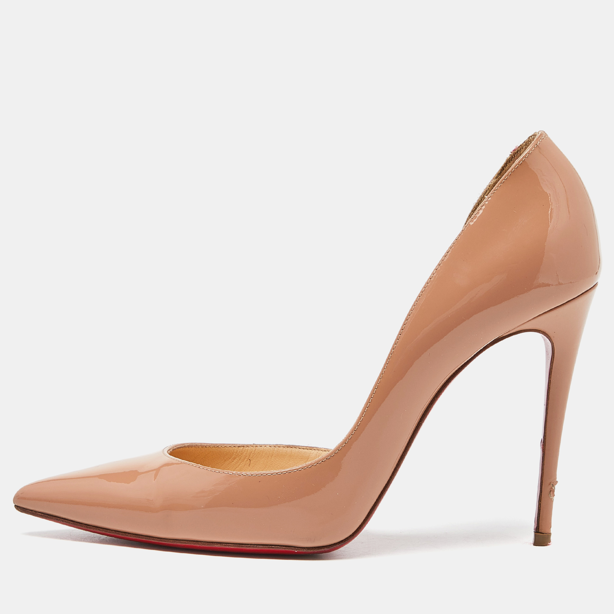 

Christian Louboutin Beige Patent Leather Iriza D'orsay Pumps Size