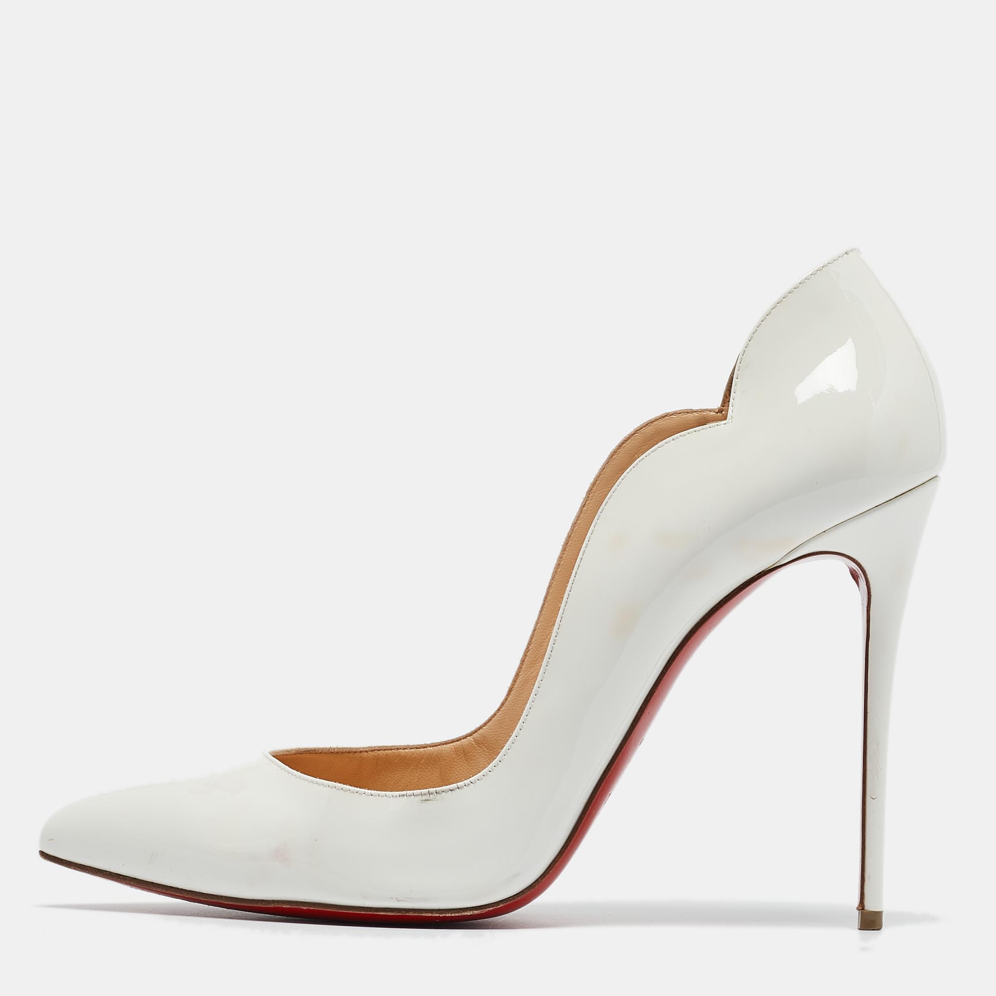 

Christian Louboutin White Patent Leather Hot Chick Pumps Size