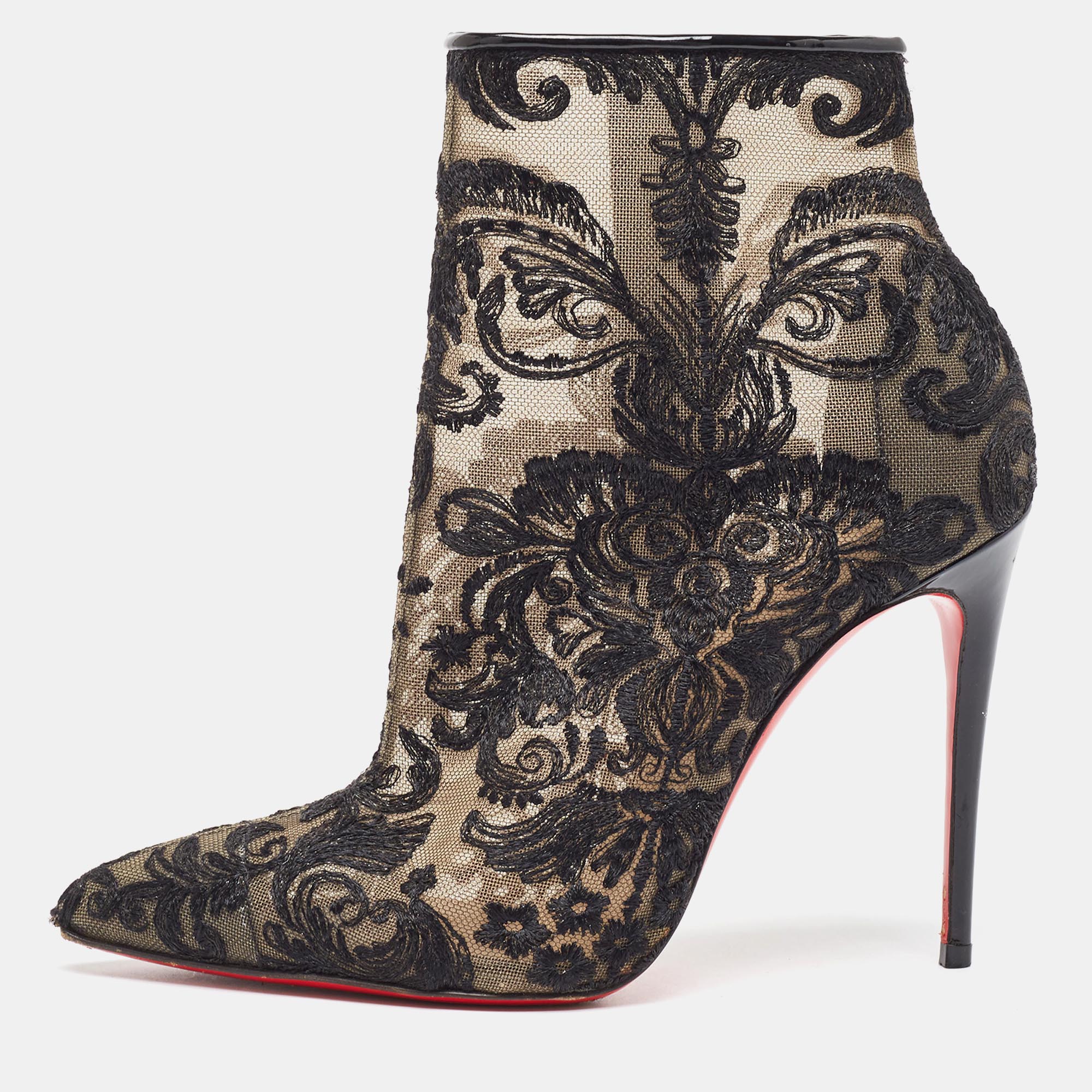 

Christian Louboutin Black Lace Gipsy Ankle Booties Size