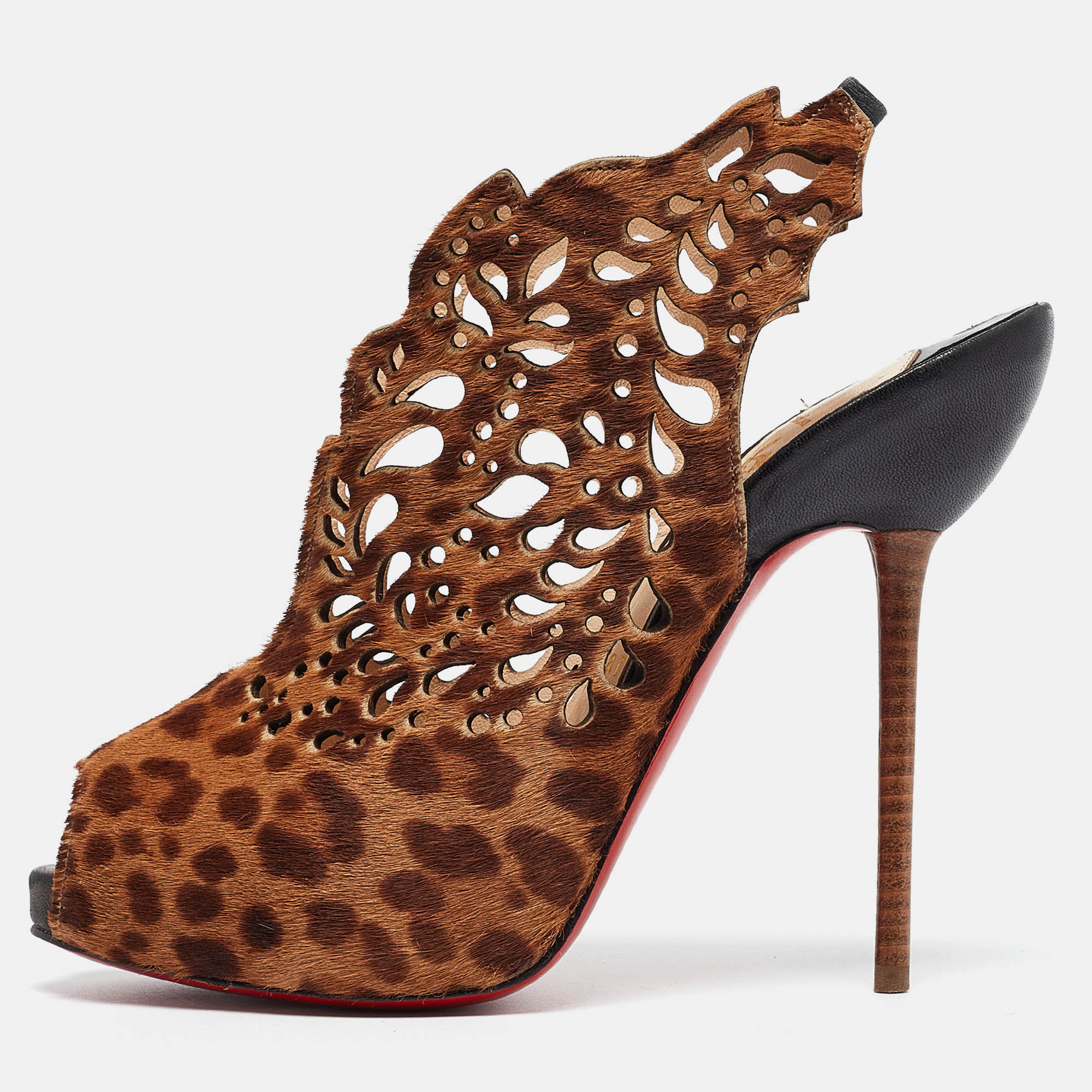Pre-owned Christian Louboutin Brown Leopard Print Calf Hair Markesling Pumps Size 36.5
