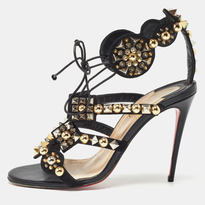 

Christian Louboutin Black Suede and Leather Kaleikita Sandals Size