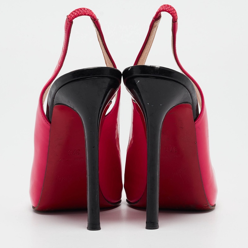Christian Louboutin Multicolor Patent Leather Flo Slingback Pumps Size 37.5 