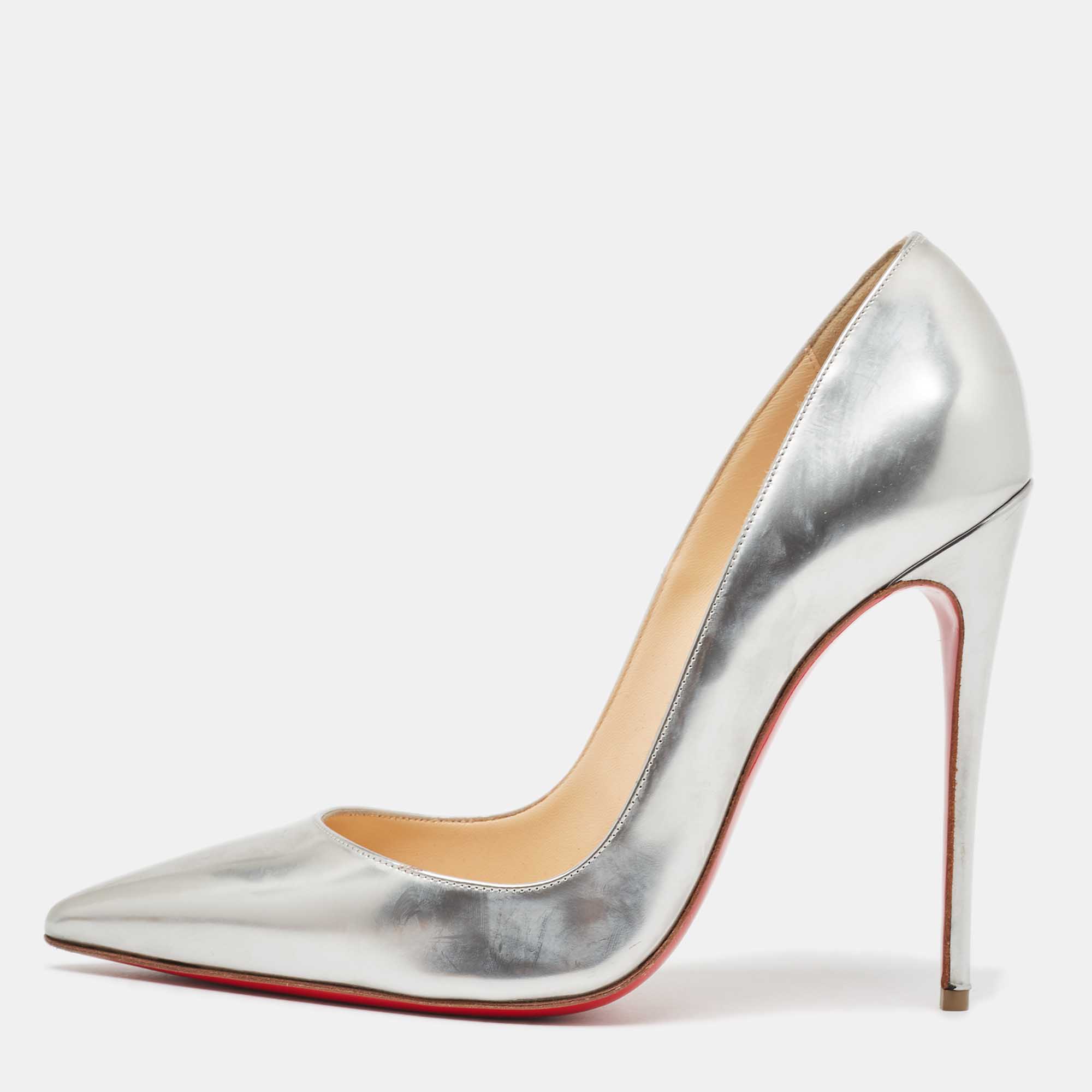 

Christian Louboutin Silver Leather So Kate Pumps Size