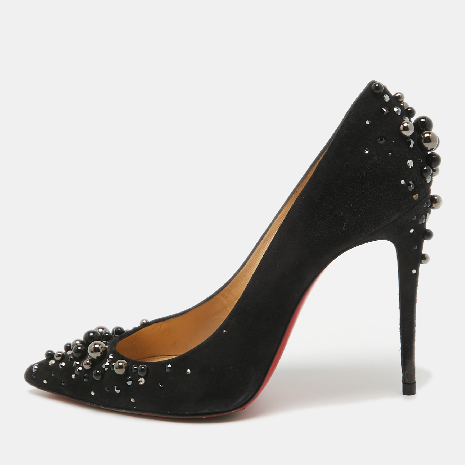 

Christian Louboutin Black Suede Embellished Candidate Pumps Size