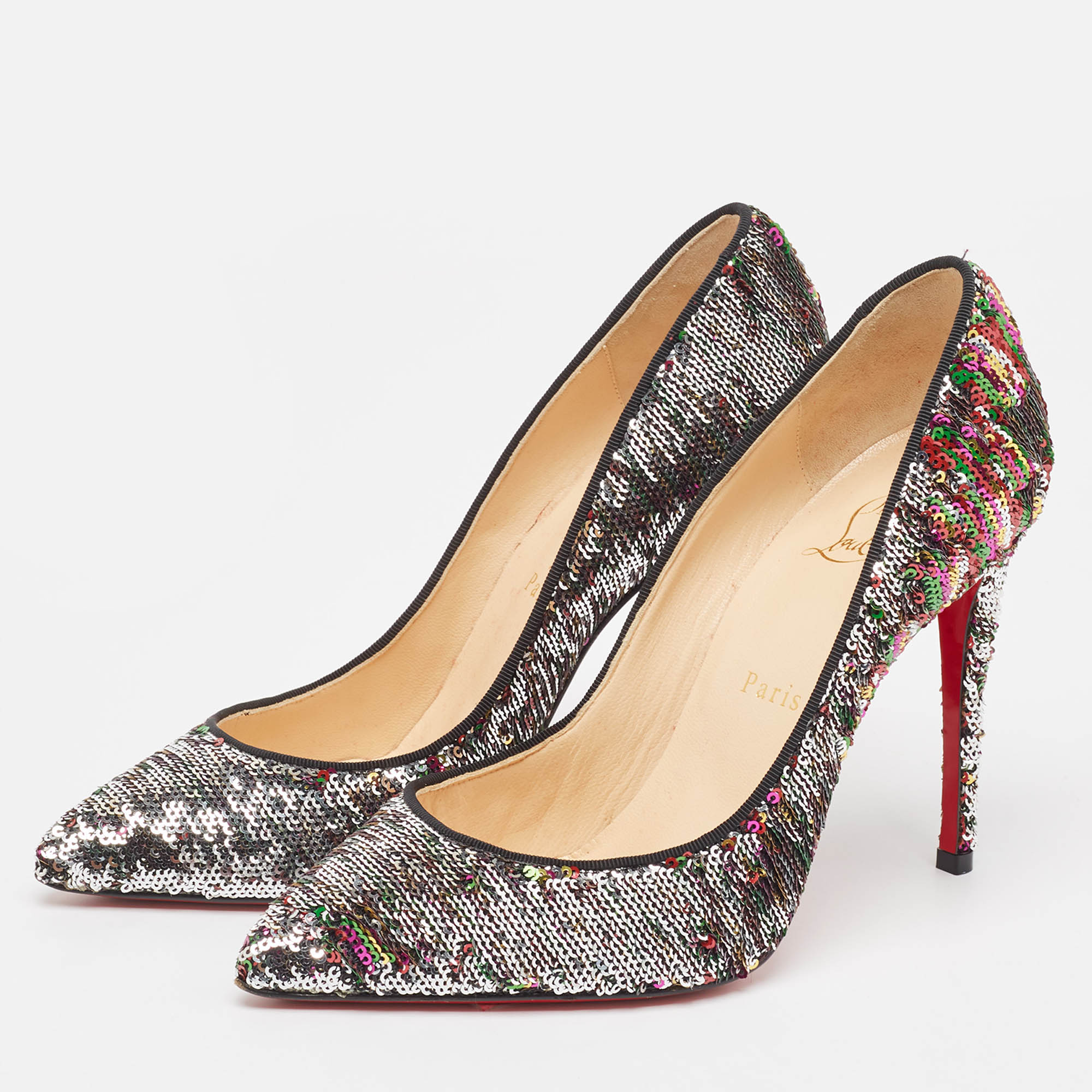 Christian Louboutin Multicolor Sequins Pigalle Pumps Size 38 