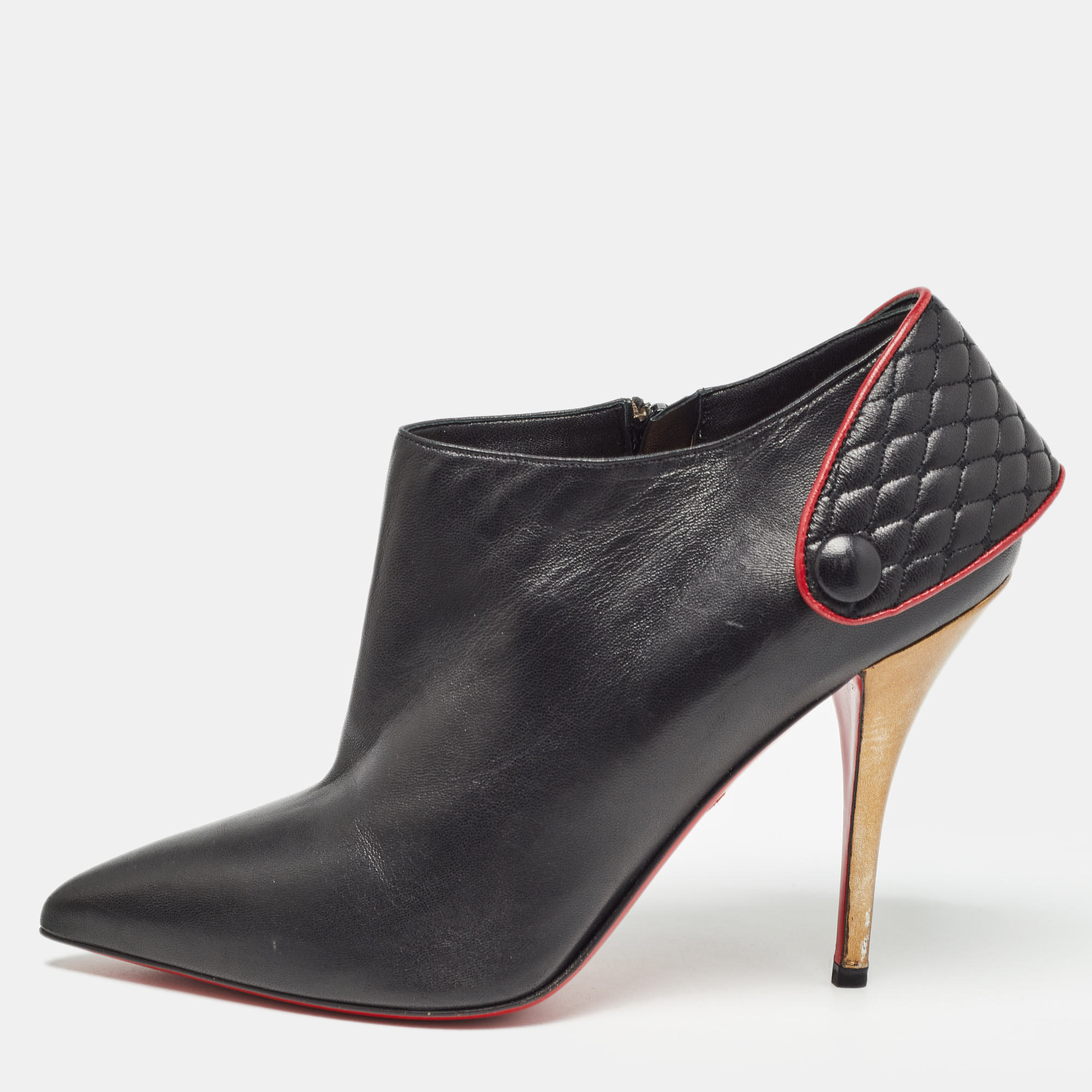 

Christian Louboutin Black Leather Huguette Ankle Booties Size