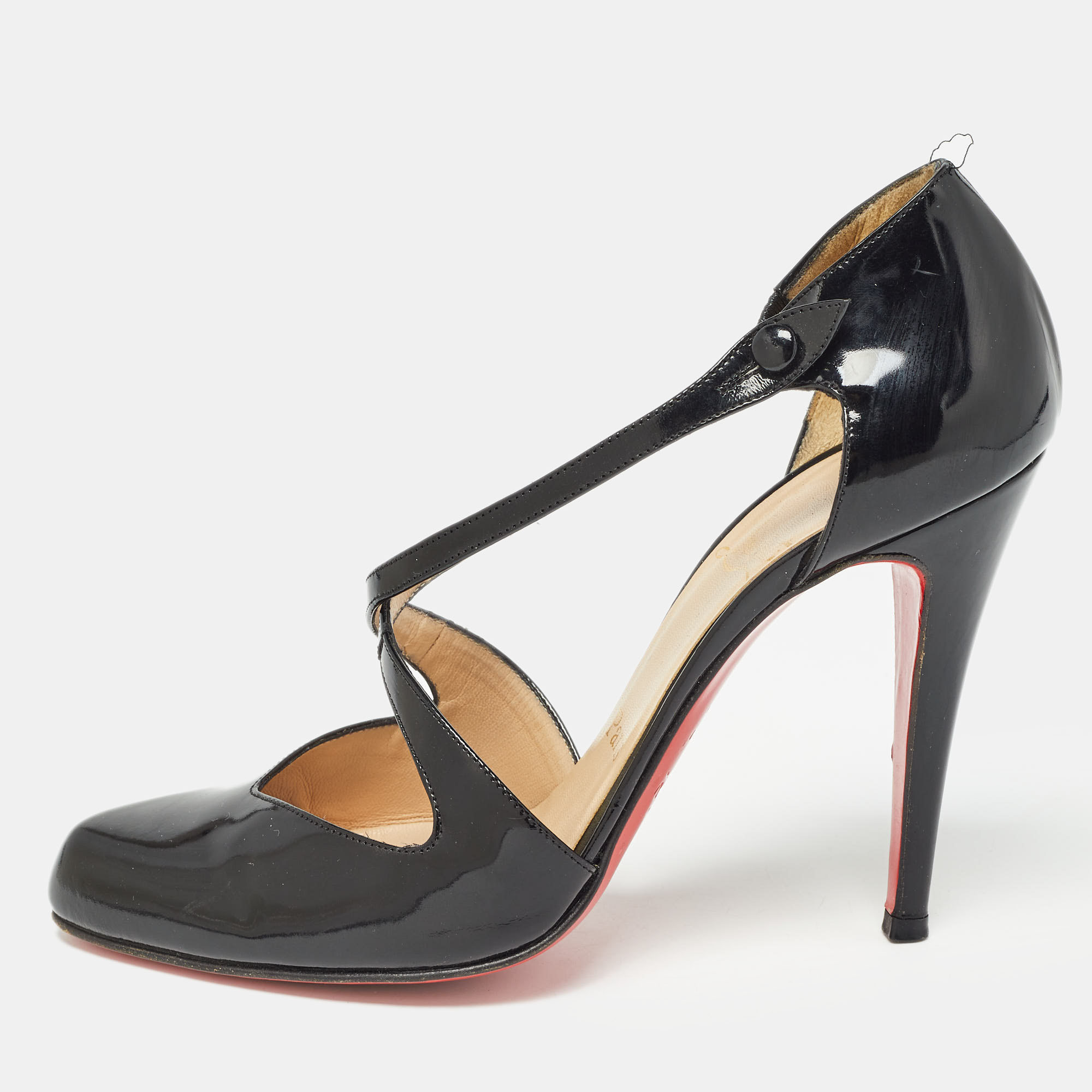 Pre-owned Christian Louboutin Black Patent Leather Triclo Pumps Size 38