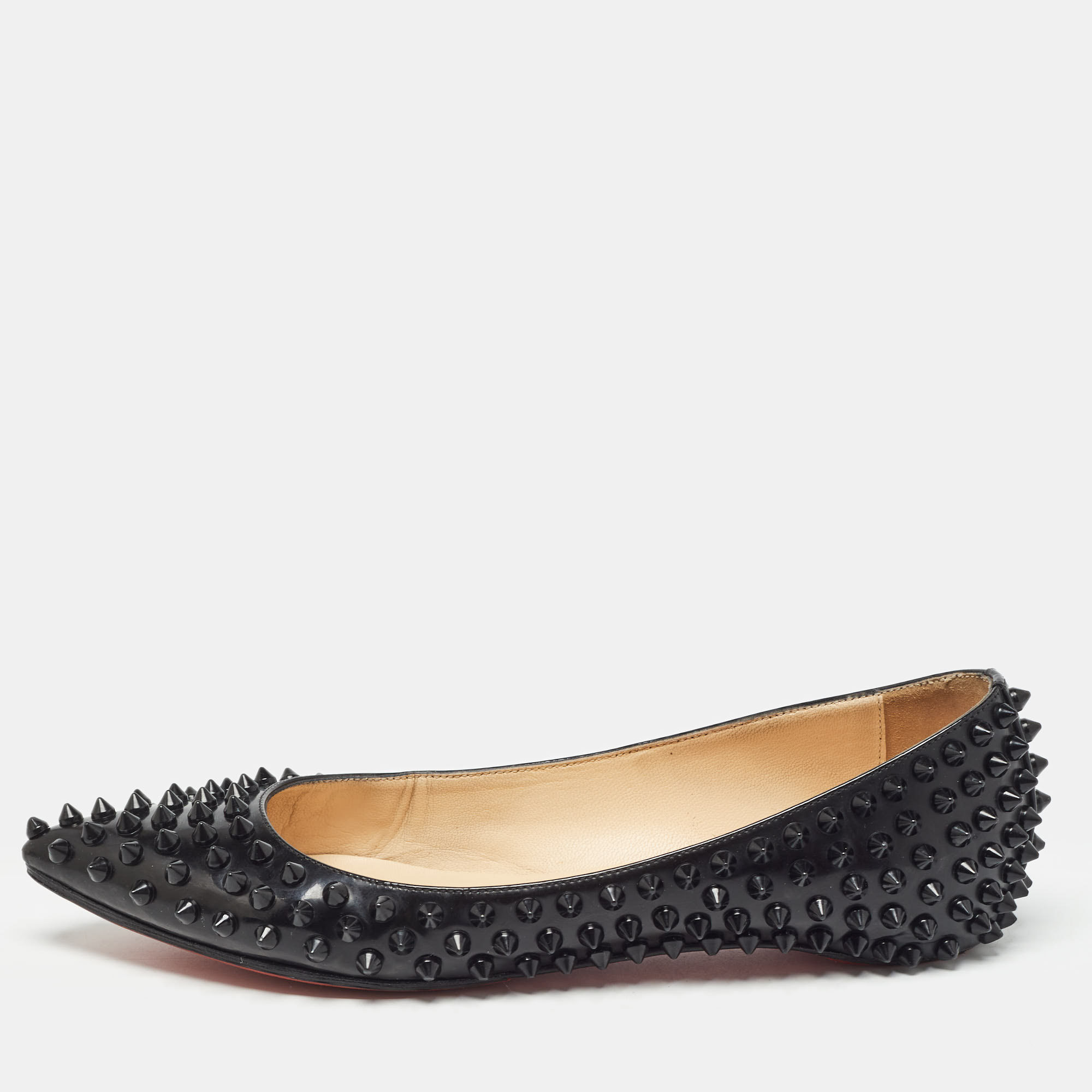 

Christian Louboutin Black Patent Leather Pigalle Spike Ballet Flats Size