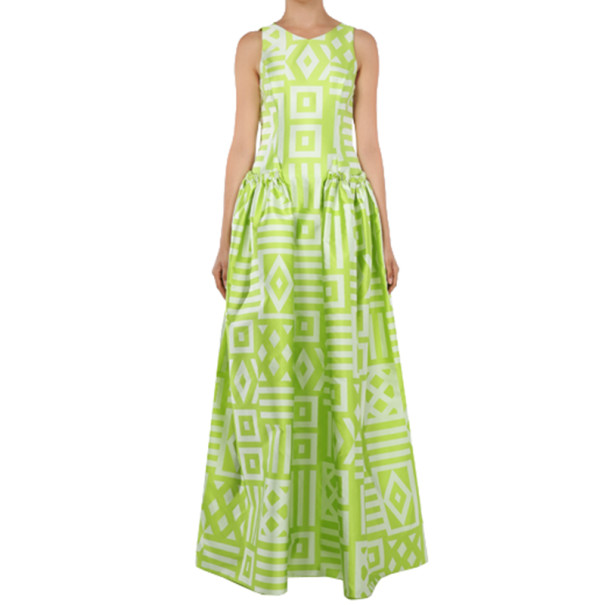 

Christian Siriano Lime Geometric-Print Gown, Green