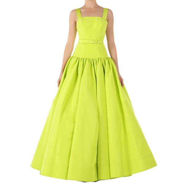 

Christian Siriano Lime Silk Drop-Waist Gown, Green