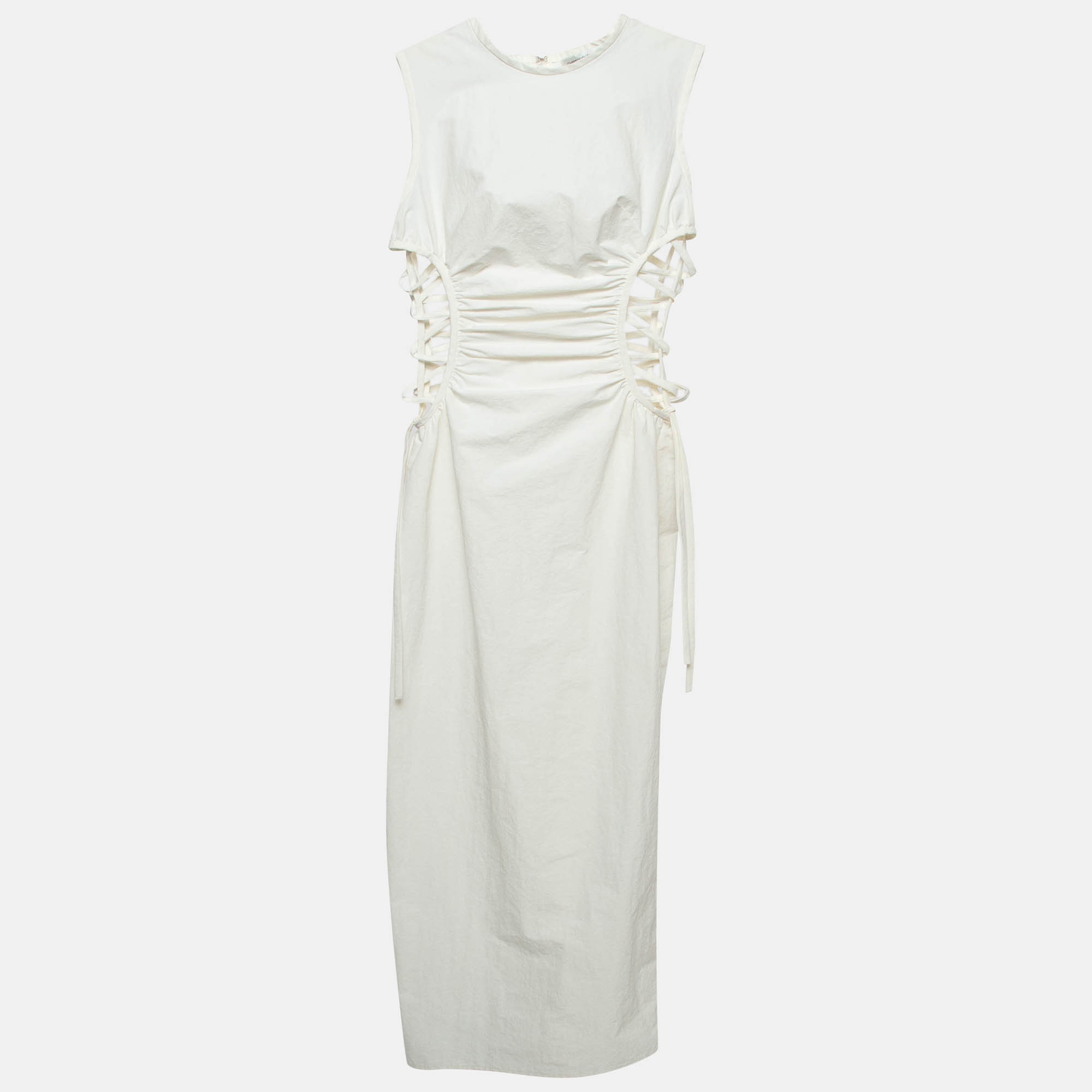 

Christopher Esber Off White Ruched Side Laced Shell Dress XS