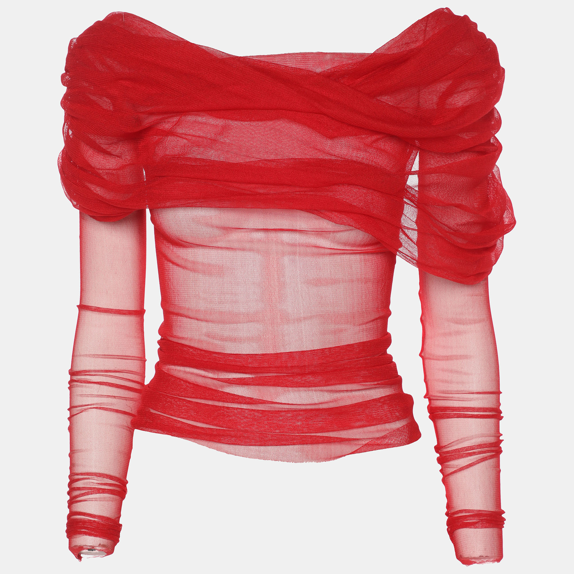 

Christopher Esber Red Sheer Silk Blouse Top S
