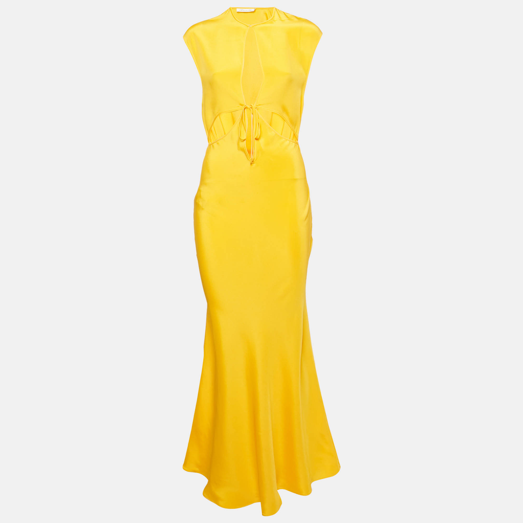 

Christopher Esber Yellow Silk Crepe Cutout Detail Long Dress M